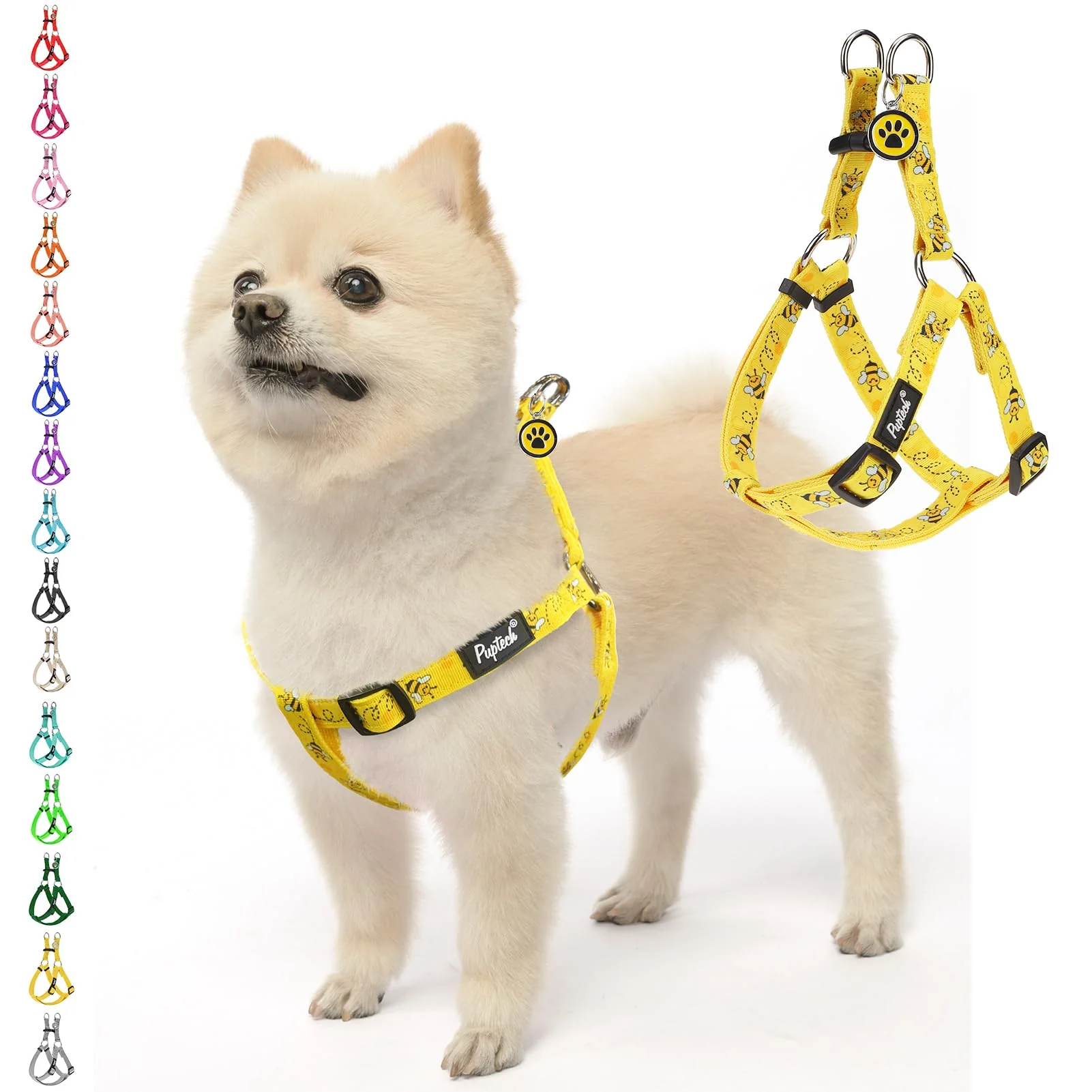 Artisan PUPTECK No Pull Dog Harness – Soft Adjustable Nylon Step-In Vest Yellow Bee M Trendy