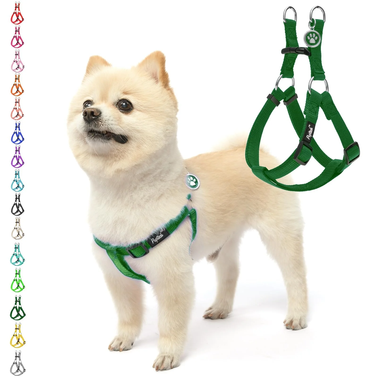 Excellent PUPTECK No Pull Dog Harness – Soft Adjustable Step-In Nylon Vest XS Blackish Green Sustainable