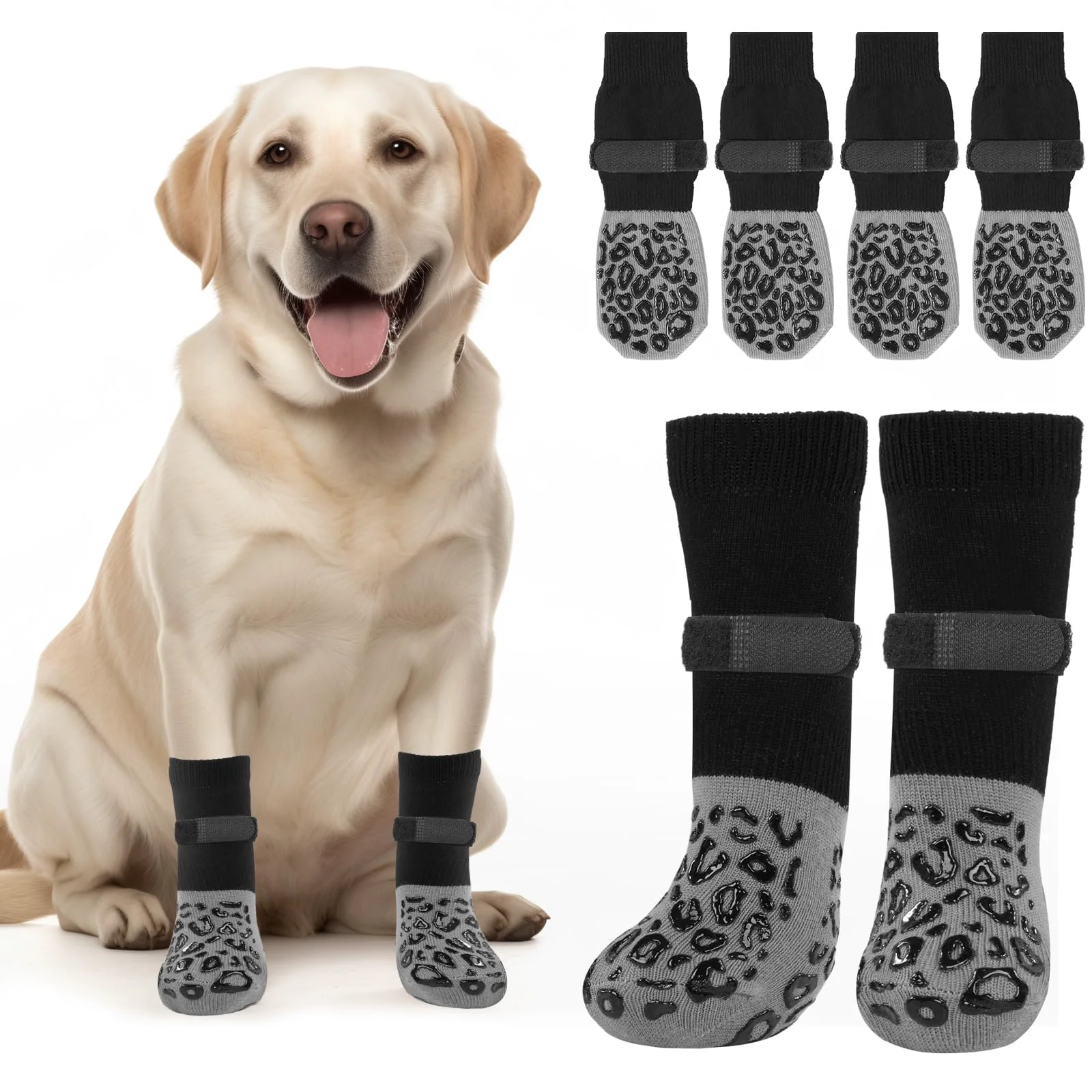 Elite PICK FOR LIFE Non Slip Dog Socks with Grippers – Anti-Slip Paw Socks for Senior Dogs on Hardwood Floors Grey 2 Pairs XL Quality