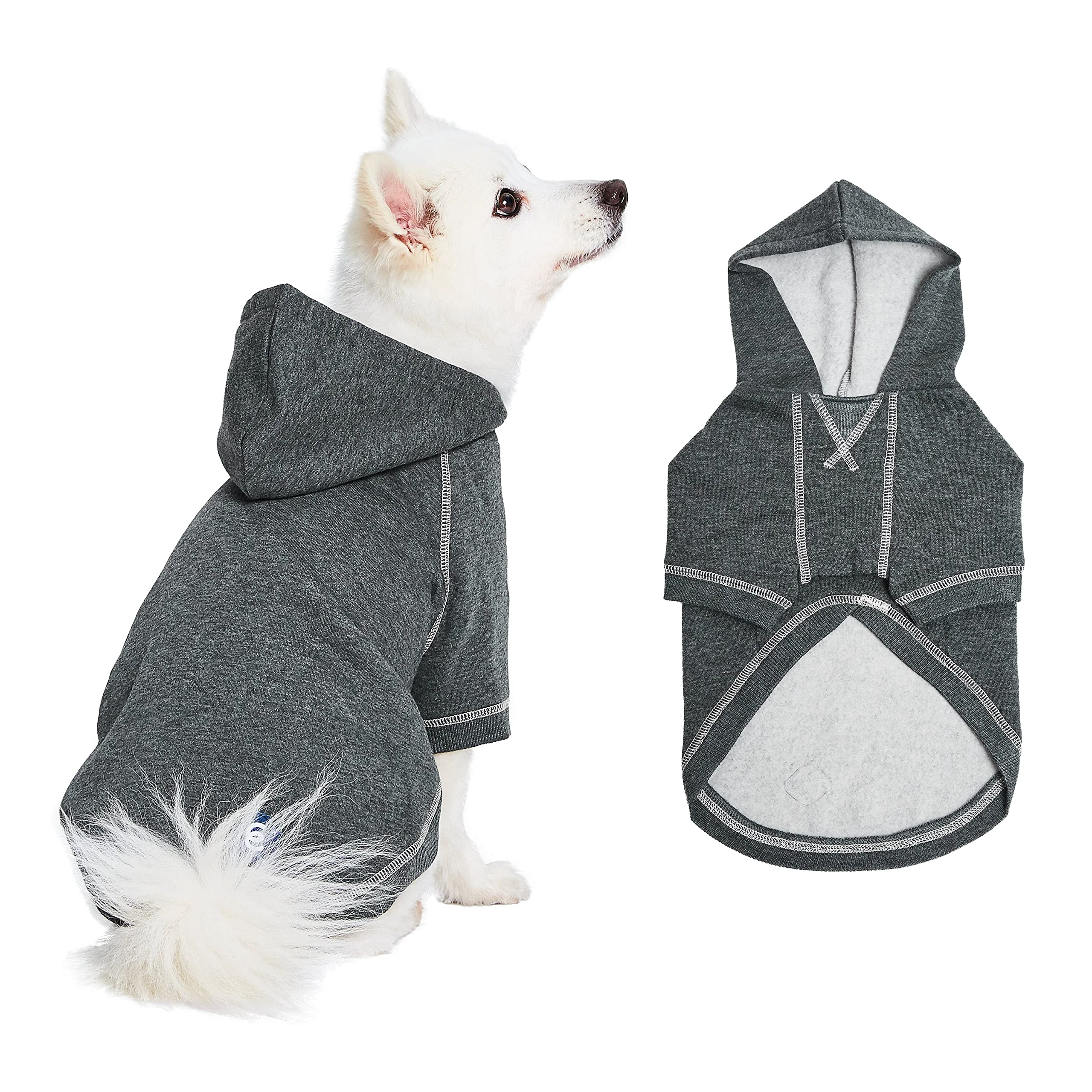 Excellent Blueberry Pet Essentials Soft Comfy Cotton Hoodie – Charcoal Grey 16 Inches Back Length Advanced