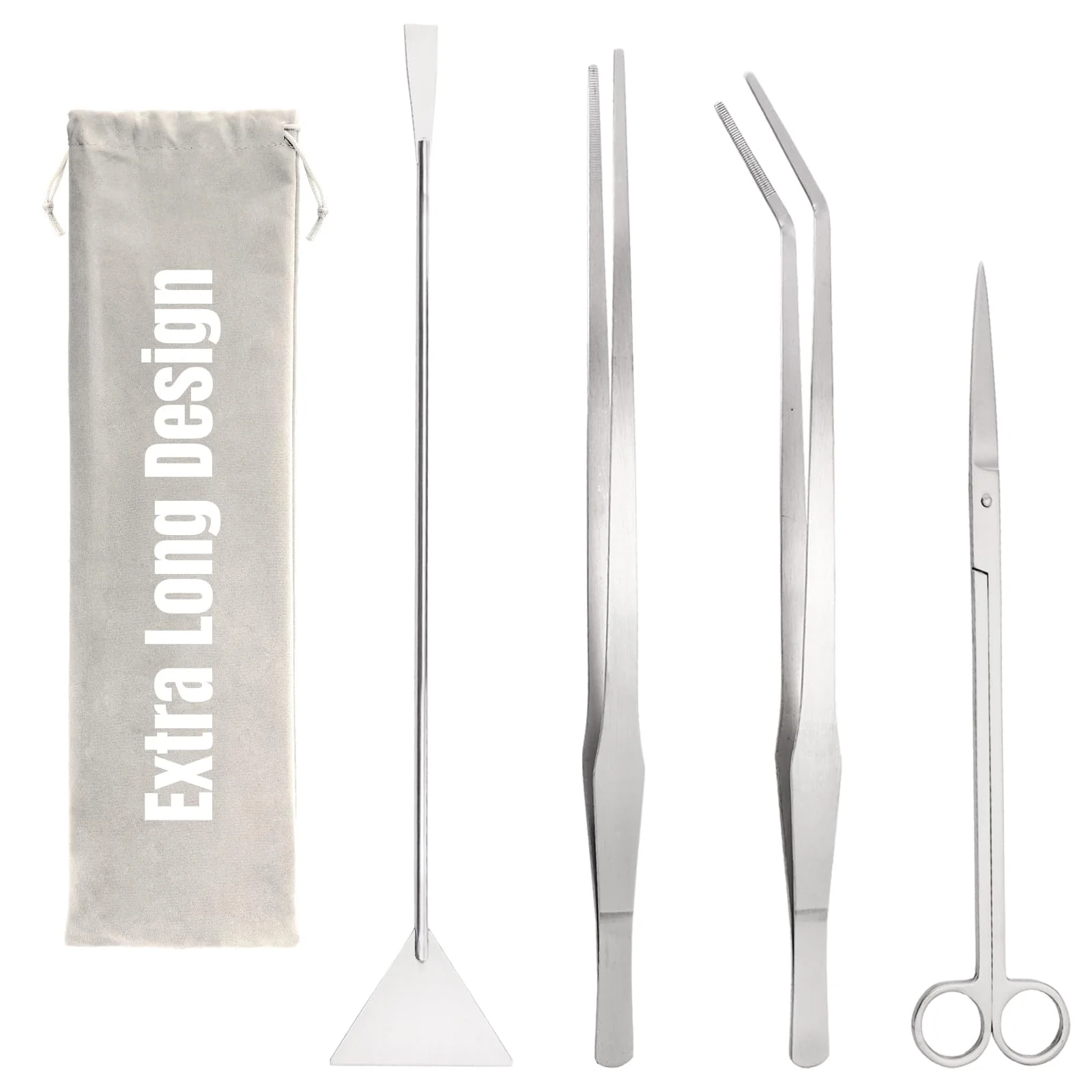 Long-Lasting Hiceeden 4-Piece 15-Inch Aquarium Aquascaping Tools Kit – Stainless Steel with Storage Pouch Enhanced