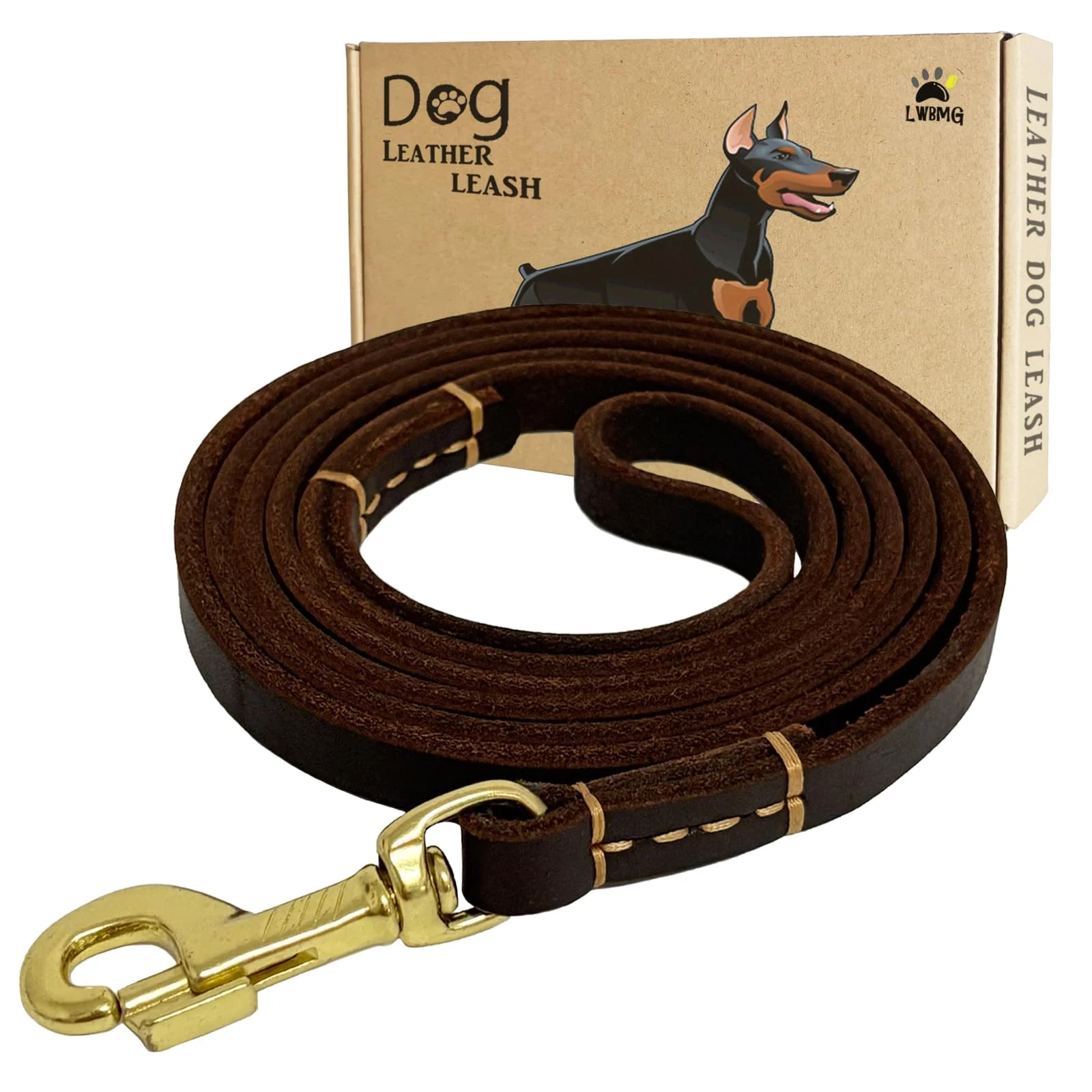 Stylish LWBMG Leather Dog Leash 6ft x 1 2in Strong Soft Handmade Training Leash Unique