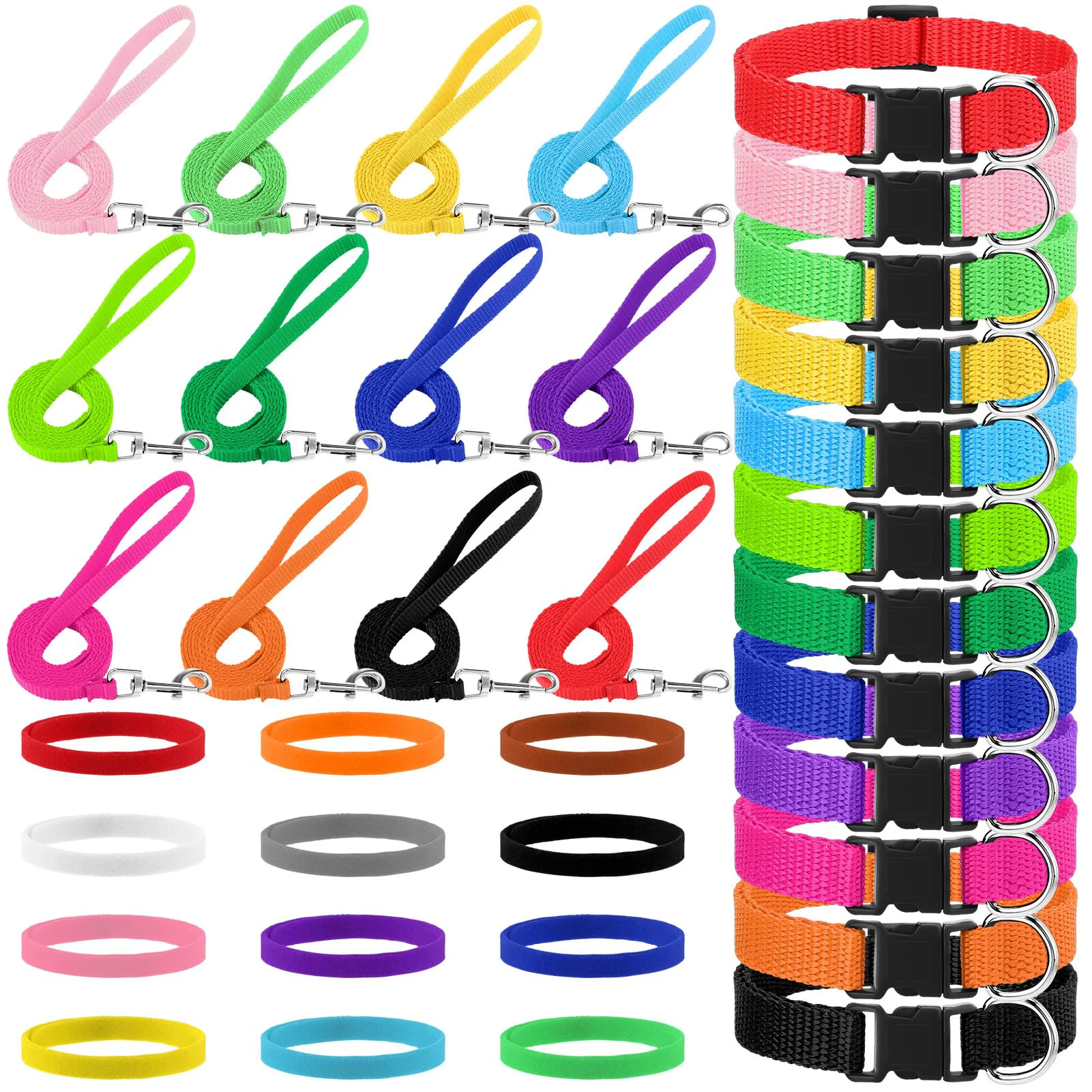 Refined GGSTDDUP 36 Pcs Puppy Collar Leash Set Adjustable Colorful Collars for Small Medium Dogs Fashionable