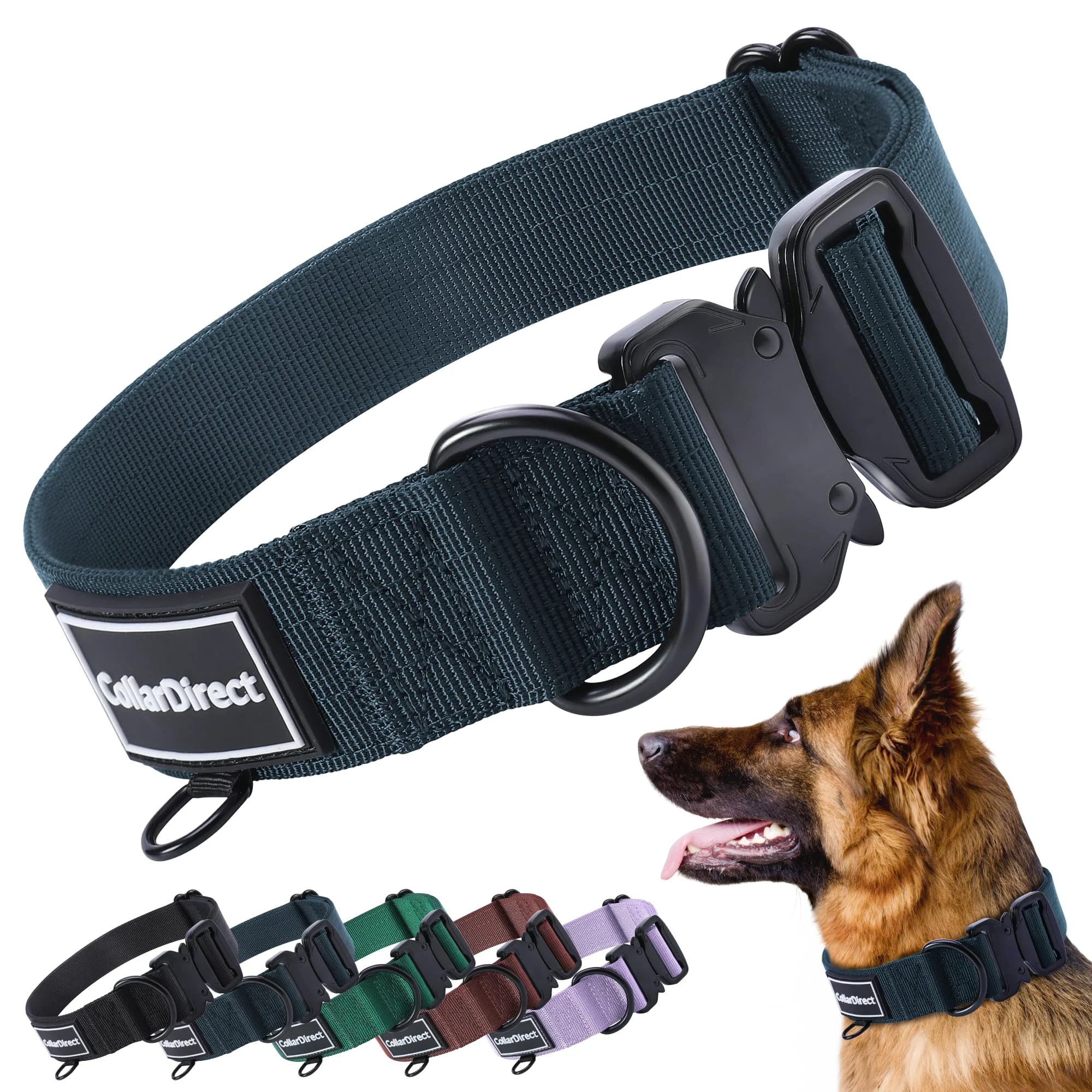 Top-Quality CollarDirect Heavy Duty Dog Collar for Medium Large Dogs – Adjustable Double-Layer Nylon Dark Blue 15-23 Responsible