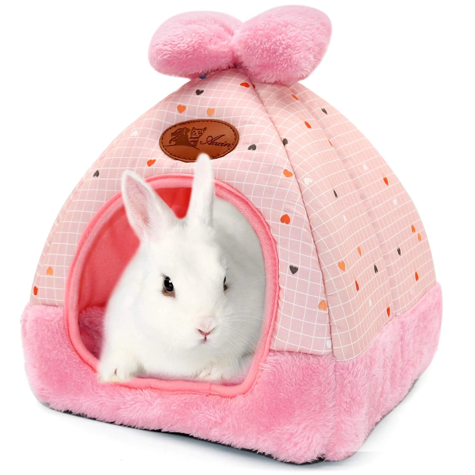 Innovative YUEPET Bunny Bed Warm Hideout – Cozy Bowknot Cave Bed for Small Pets Pink Prestigious