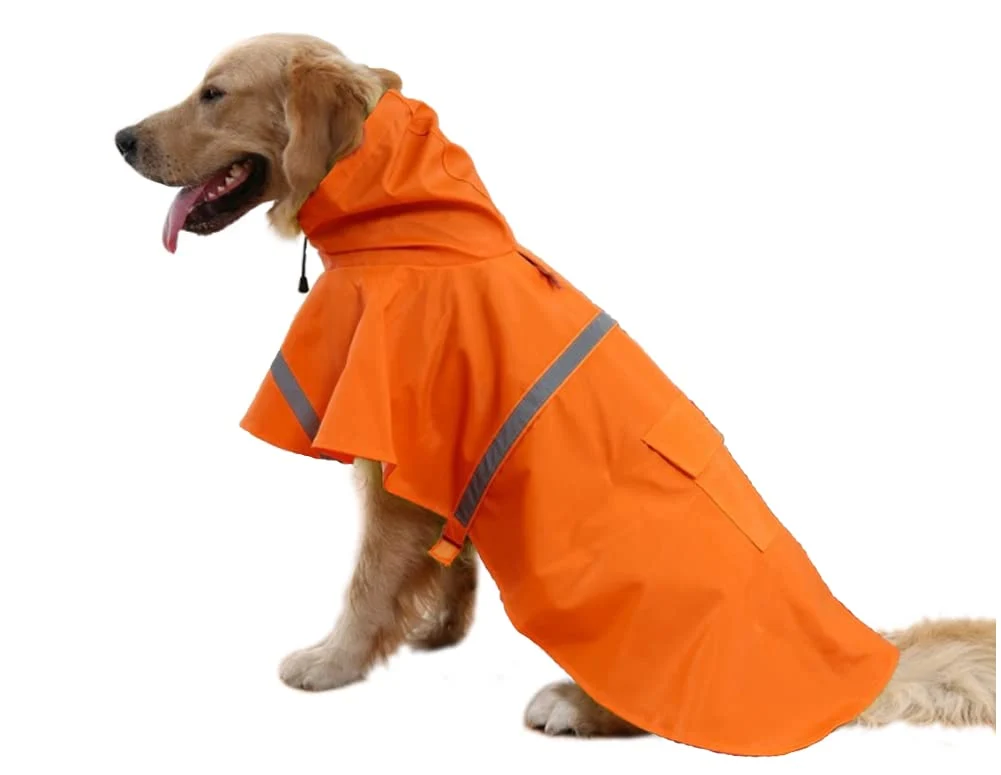 Breathable Mikayoo Carledon Adjustable Large Dog Raincoat with Reflective Strip – Waterproof Orange M Green