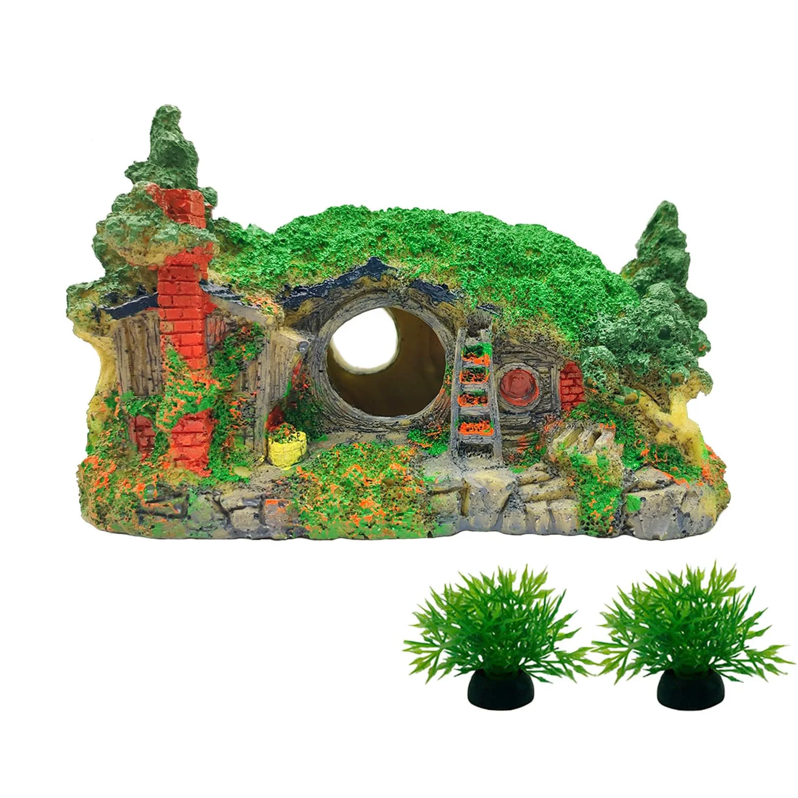 Durable Tfwadmx Hobbit Hole Aquarium Decor – Resin Fish Tank Hideout Plants High-Quality