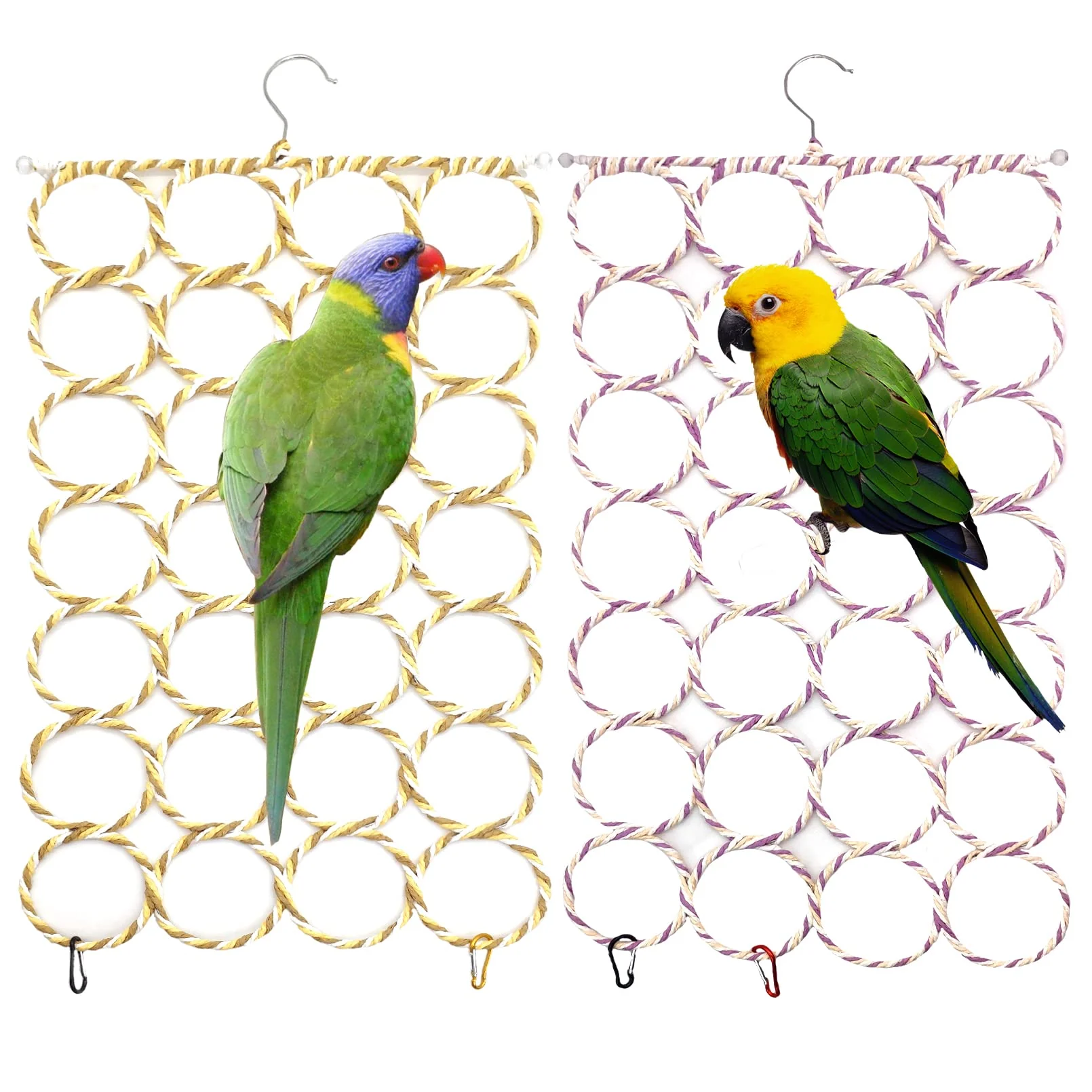 Easy-to-Use BNOSDM 2-Pack Bird Hemp Rope Net Swing — Hanging Hammock Climbing Ladder for Parrots Budgies More Environmentally Friendly