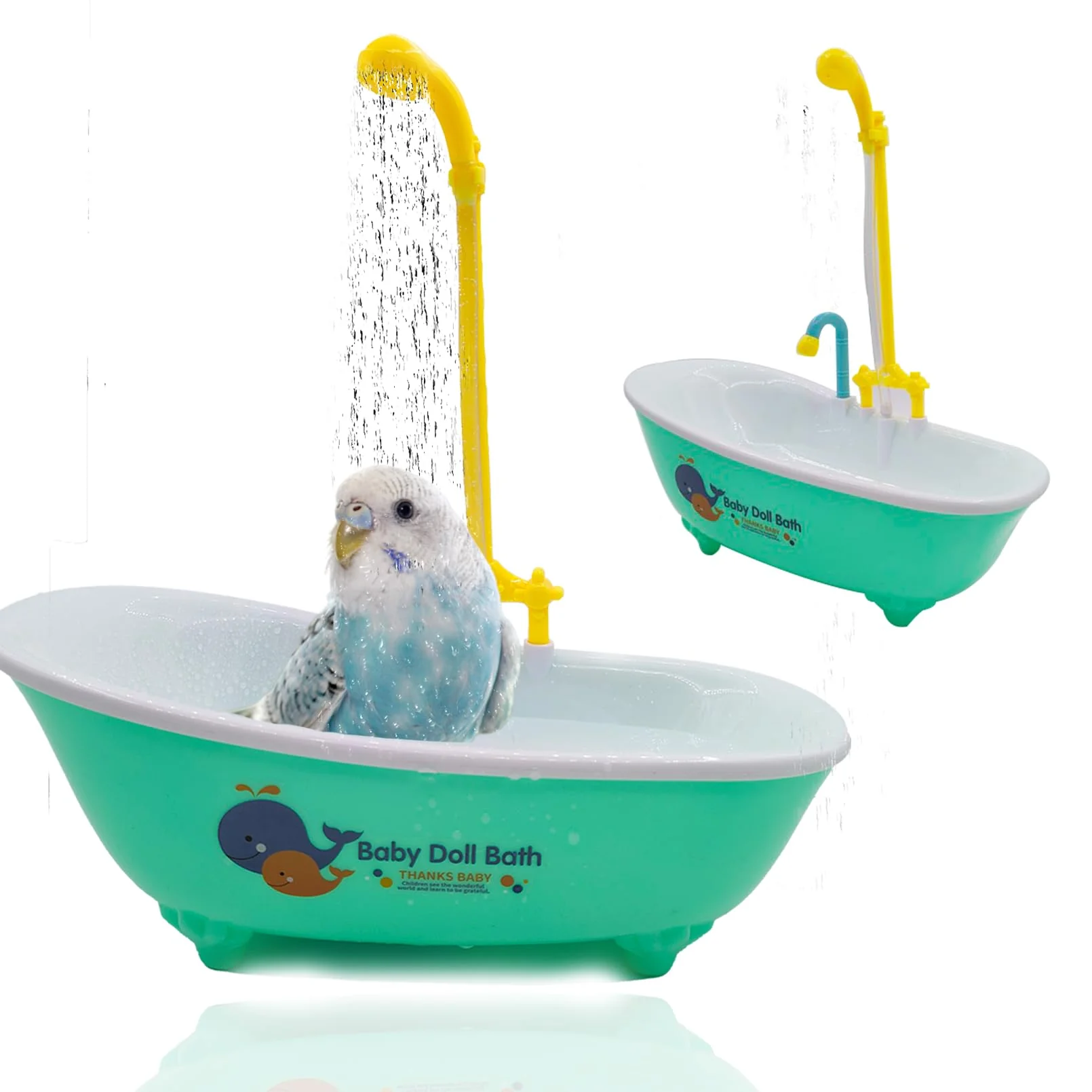 Practical MUYG Parrot Automatic Bathtub with Shower – Green 10.2 x 4.0 x 11.02 in Superior
