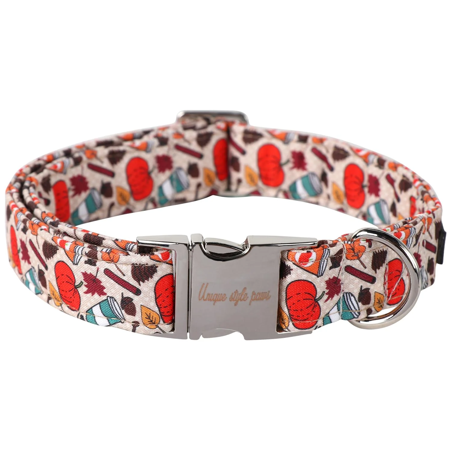 Classic Unique Style Paws Halloween Dog Collar — Pumpkin Design Durable Metal Buckle Adjustable Sizes Artisan
