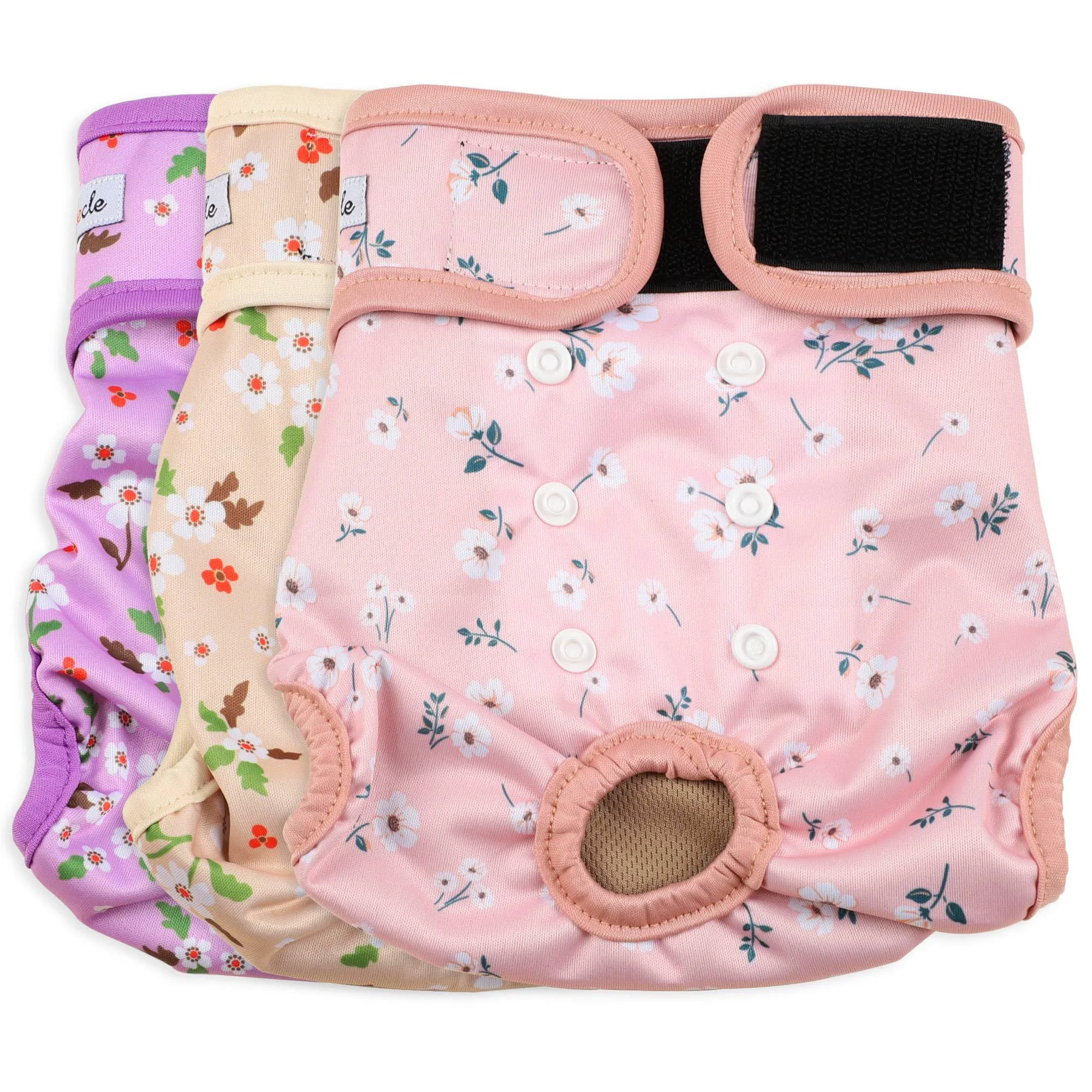 Next-Generation Grecle Female Dog Diapers – Premium Reusable Highly Absorbent with Adjustable Snaps Flowers Size M Specialty