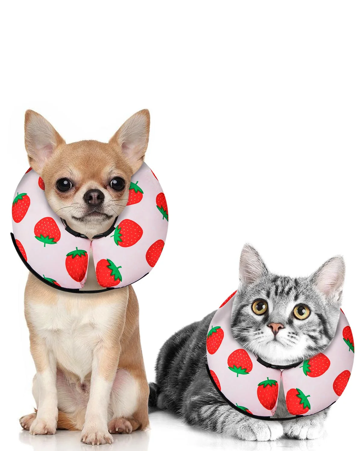 Long-Lasting MIDOG Strawberry XS Inflatable Donut Cone – Soft Post-Surgery Recovery E-Collar for Small Dogs User-Friendly