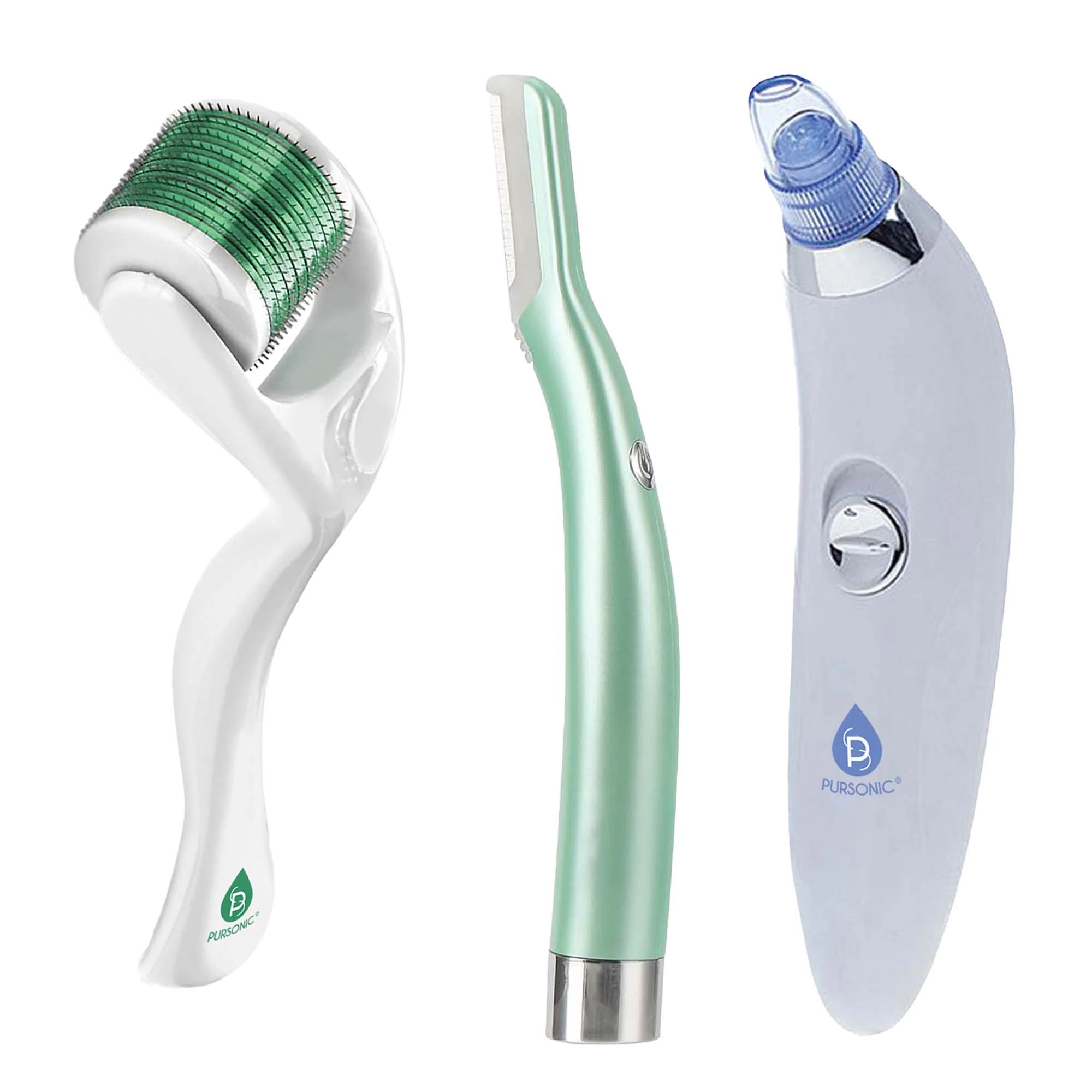 Original Design Kit definitivo para suavizar y rejuvenecer la piel depilador de precisión con dermaplaning aspirador de poros y rodillo de microagujas para puntos negros. Secure