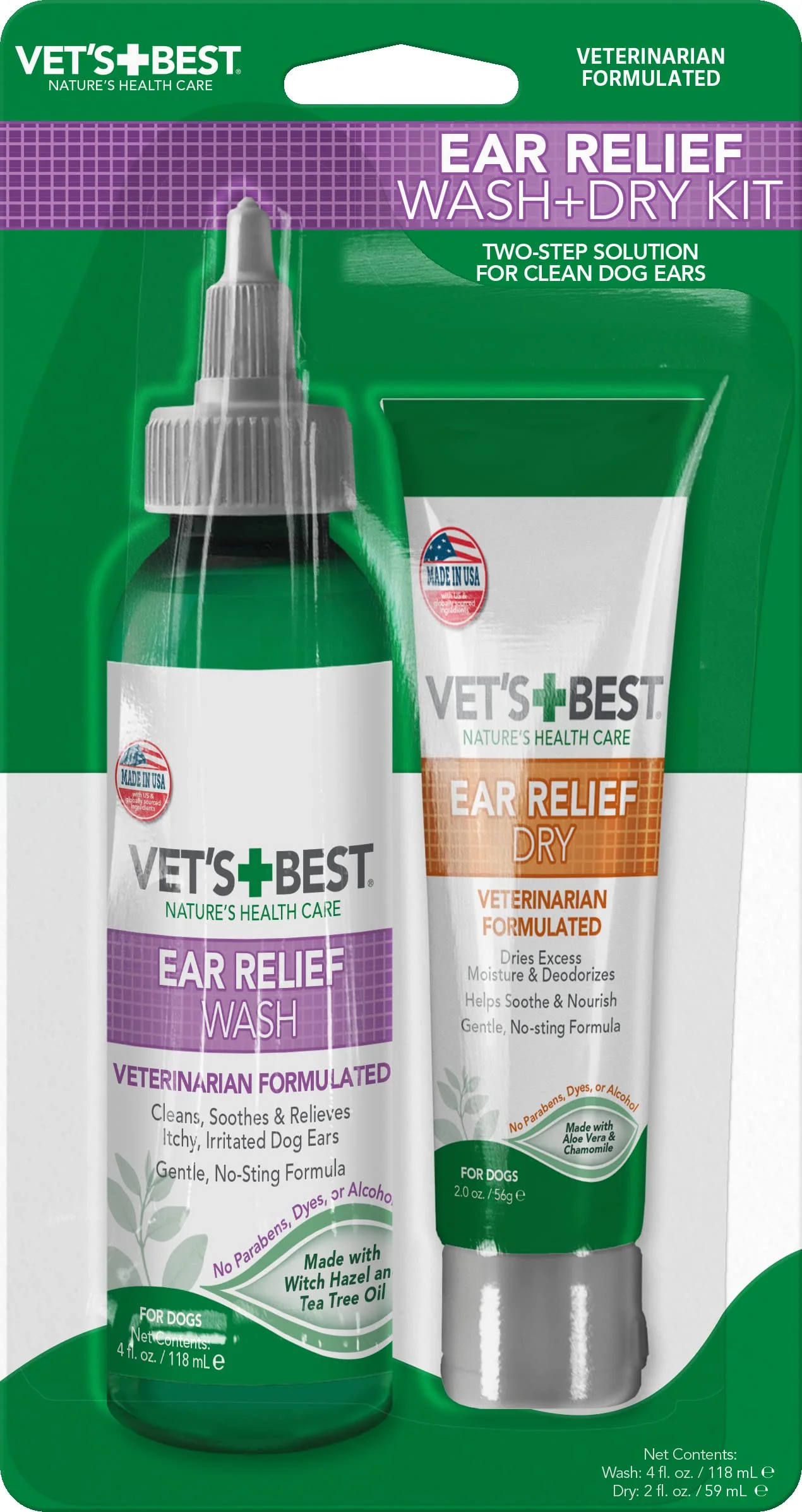 Functional Vet’s Dog Ear Cleaner Kit – Multi-Symptom Ear Relief Wash Dry Alcohol- Fine