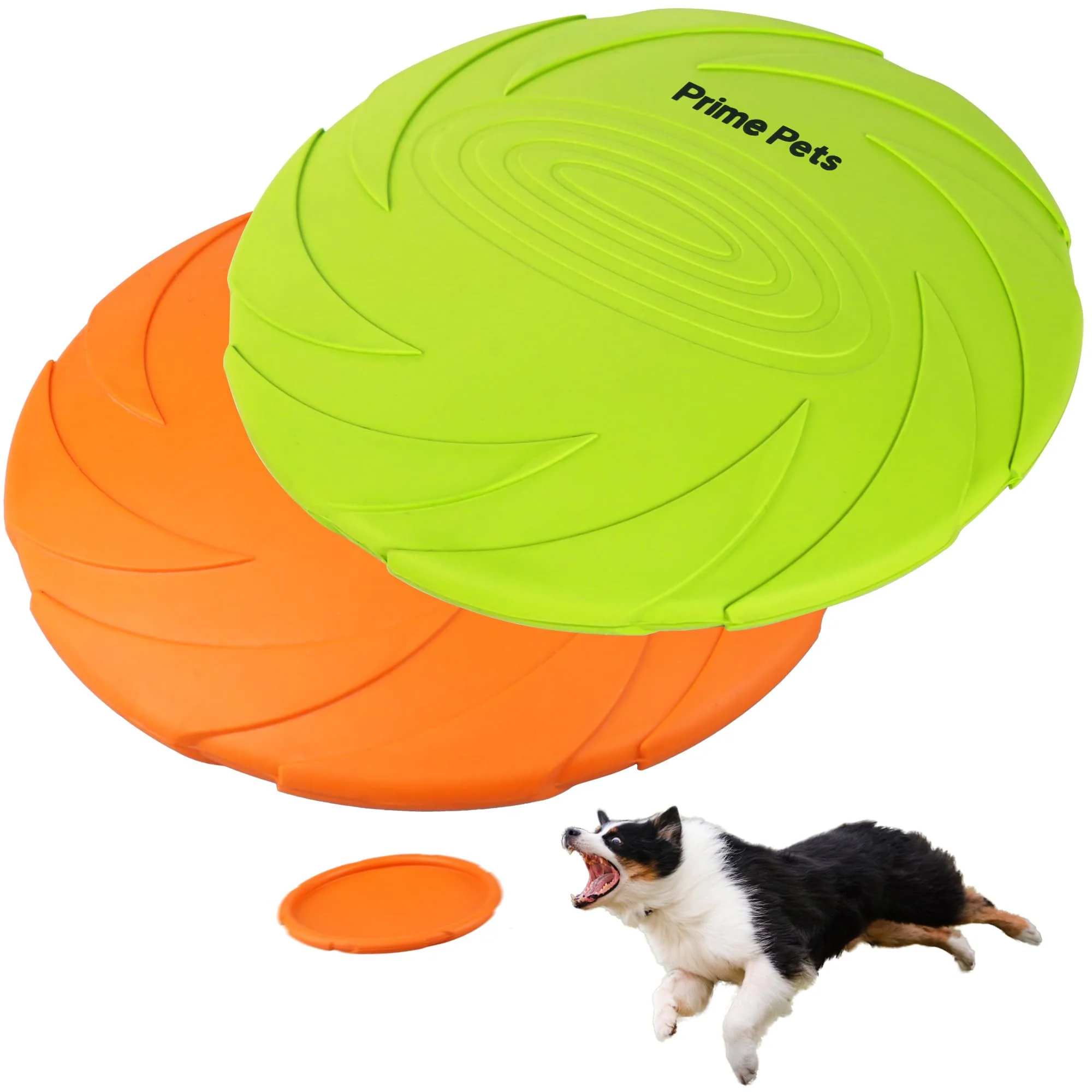 Dependable Prime Pets Dog Flying Disc – 2 Pack 7-Inch Floating Rubber Frisbees for Water Beach Pool Orange Green Refined
