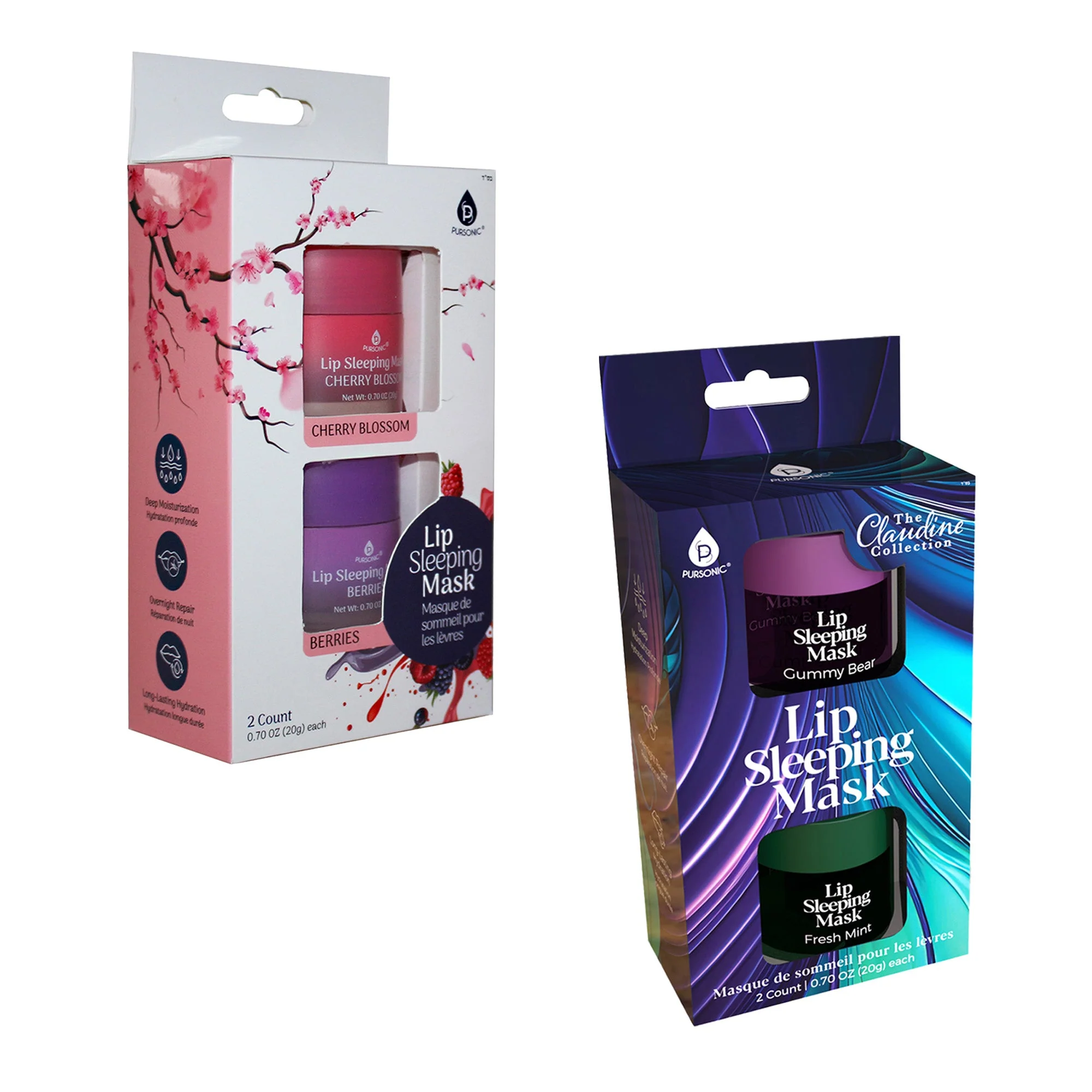 Solid Pack de mascarillas labiales para dormir Flor de cerezo y bayas Osito de goma y menta fresca Premium