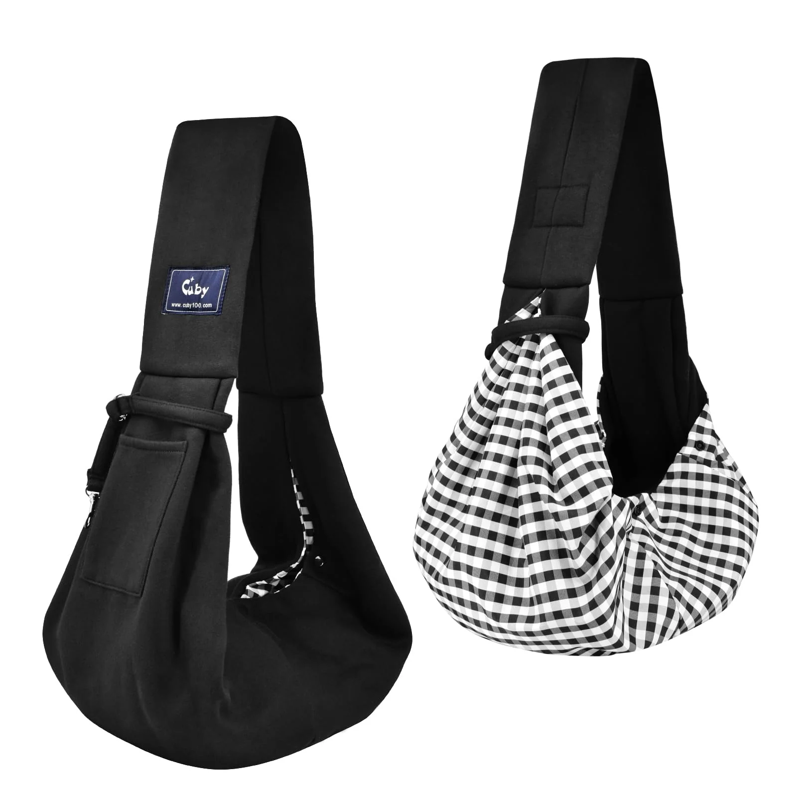 Artisan CUBY Dog Cat Sling Carrier — Reversible Hands- Papoose Black Original Design