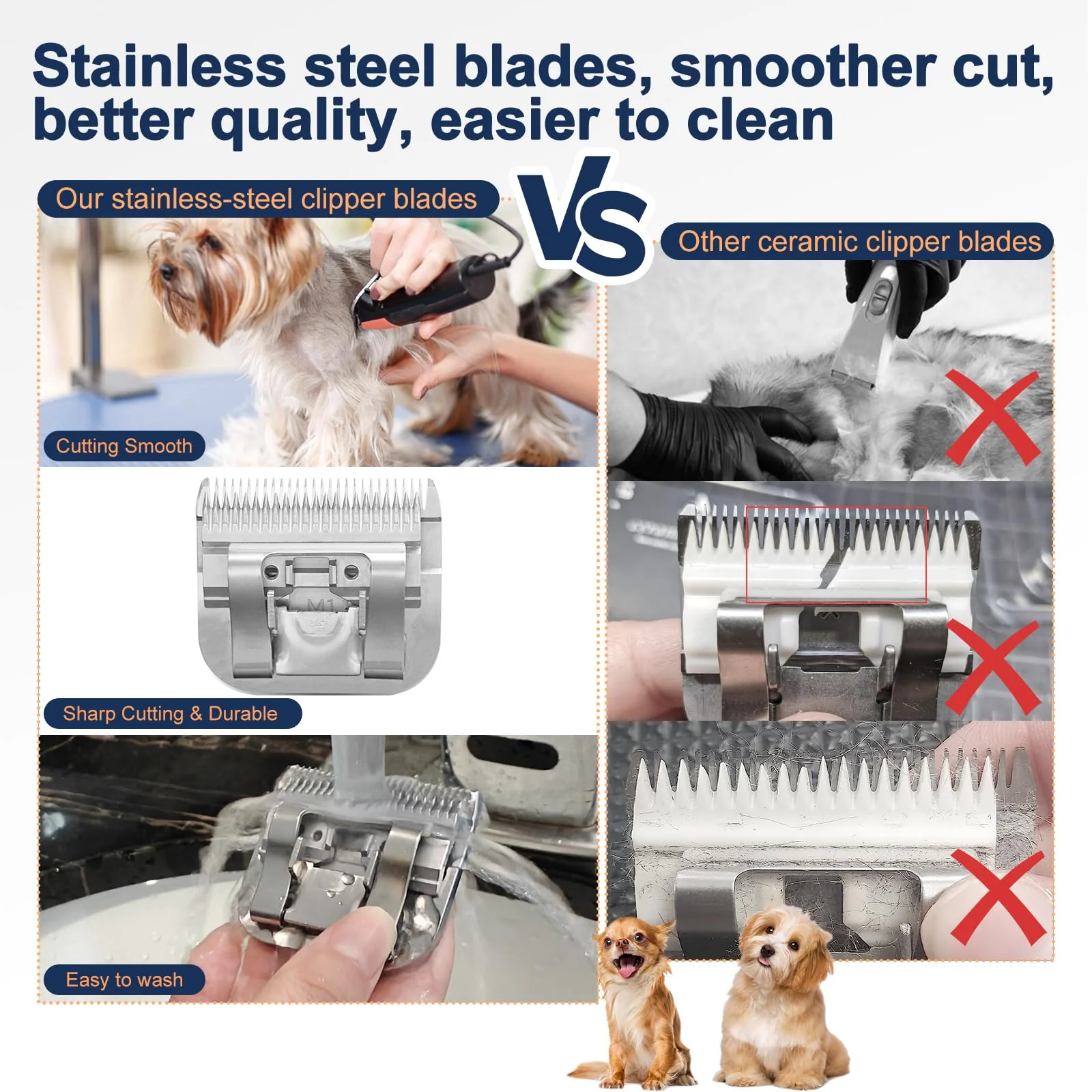 Prestigious Tutuosto 10 Clipper Blades – 1.5mm for Andis Wahl Oster Dog Clippers Breathable