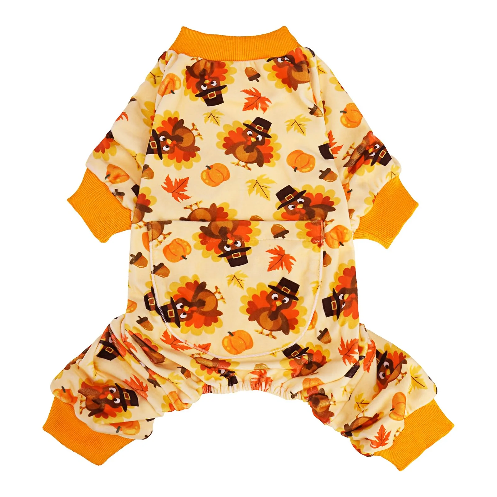 Safe PUPTECK Soft Fleece Dog Pajamas – Turkey Orange M Cozy Jammies for Small Medium Dogs Smooth