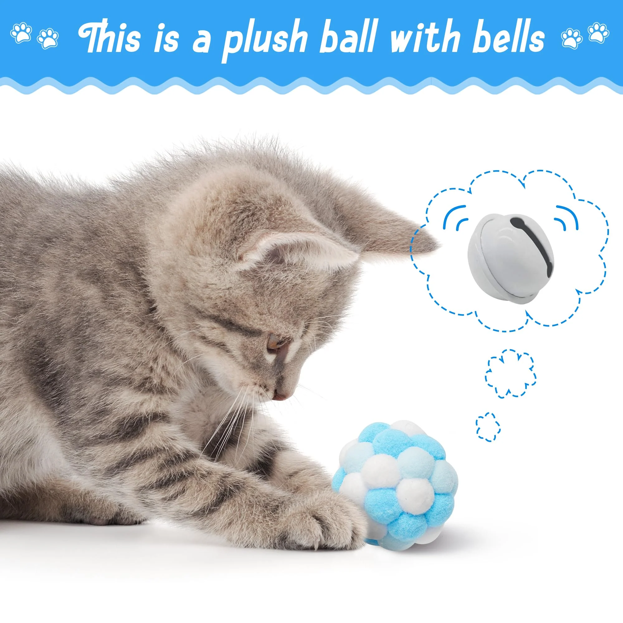 Carefully Designed MALLMALL6 10Pcs Cat Toy Set – Blue Interactive Indoor Toys Feather Wand Mice Crinkle Balls Versatile