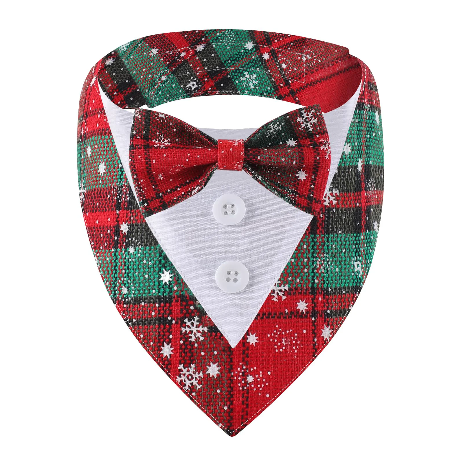 Advanced HDGDT Adjustable Red Plaid Christmas Dog Tuxedo Bandana with Bow Tie – Holiday Pet Outfit XS-XL Trendy