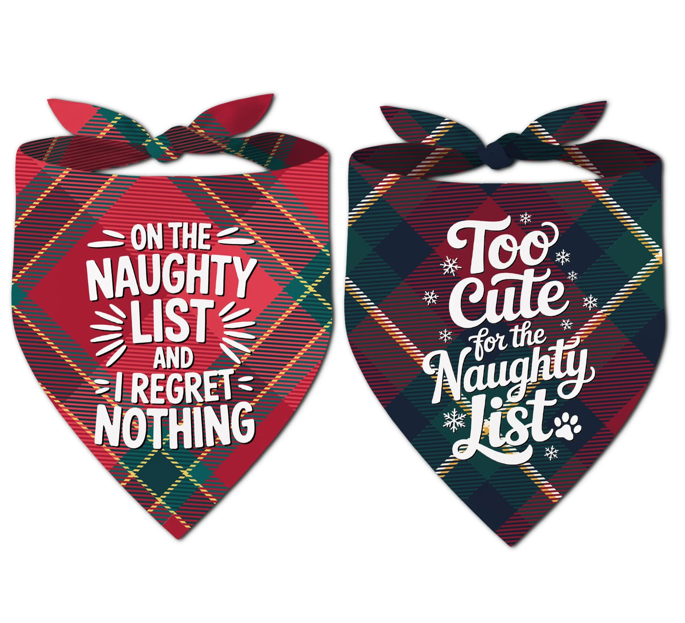 Effective 68Win Christmas Dog Bandanas – Red Plaid Two-Sided for Medium Large Dogs Pack of 2 Original