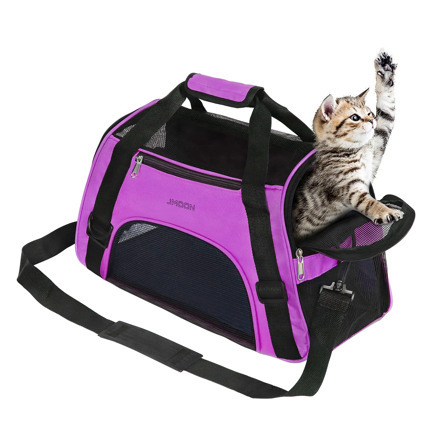 Classic JMOON Soft-Sided Airline- Pet Carrier Bag Medium Purple for Cats Small Dogs Lightweight