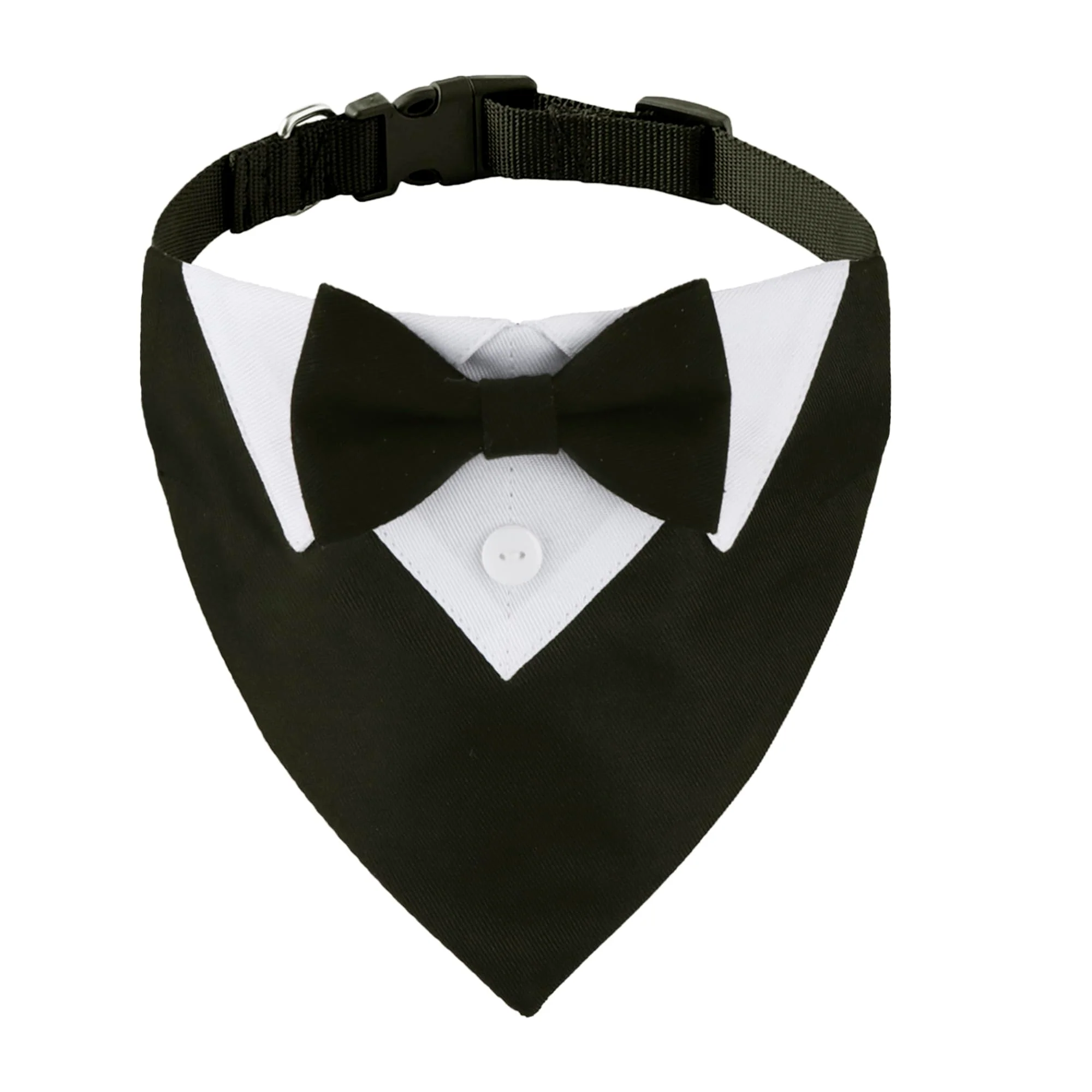 Premium ADOGGYGO Formal Dog Tuxedo with Bow Tie — Adjustable Black Wedding Collar Medium Organic