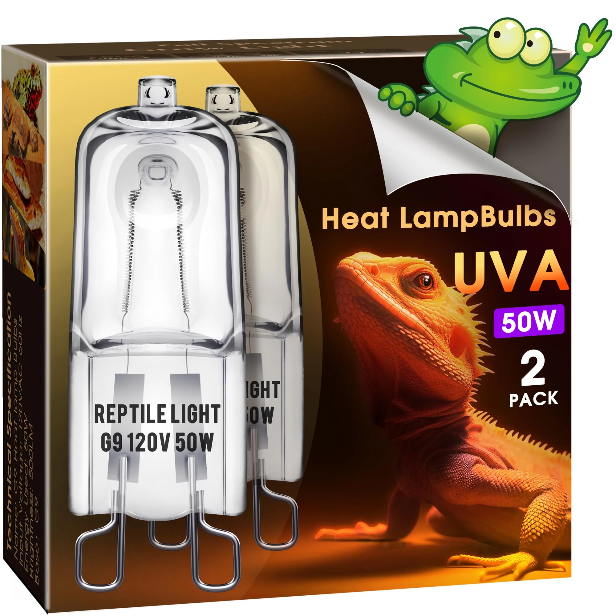 Powerful Briignite G9 50W Reptile Heat Lamp Bulbs – 2 Pack Dimmable Warm White World-Class