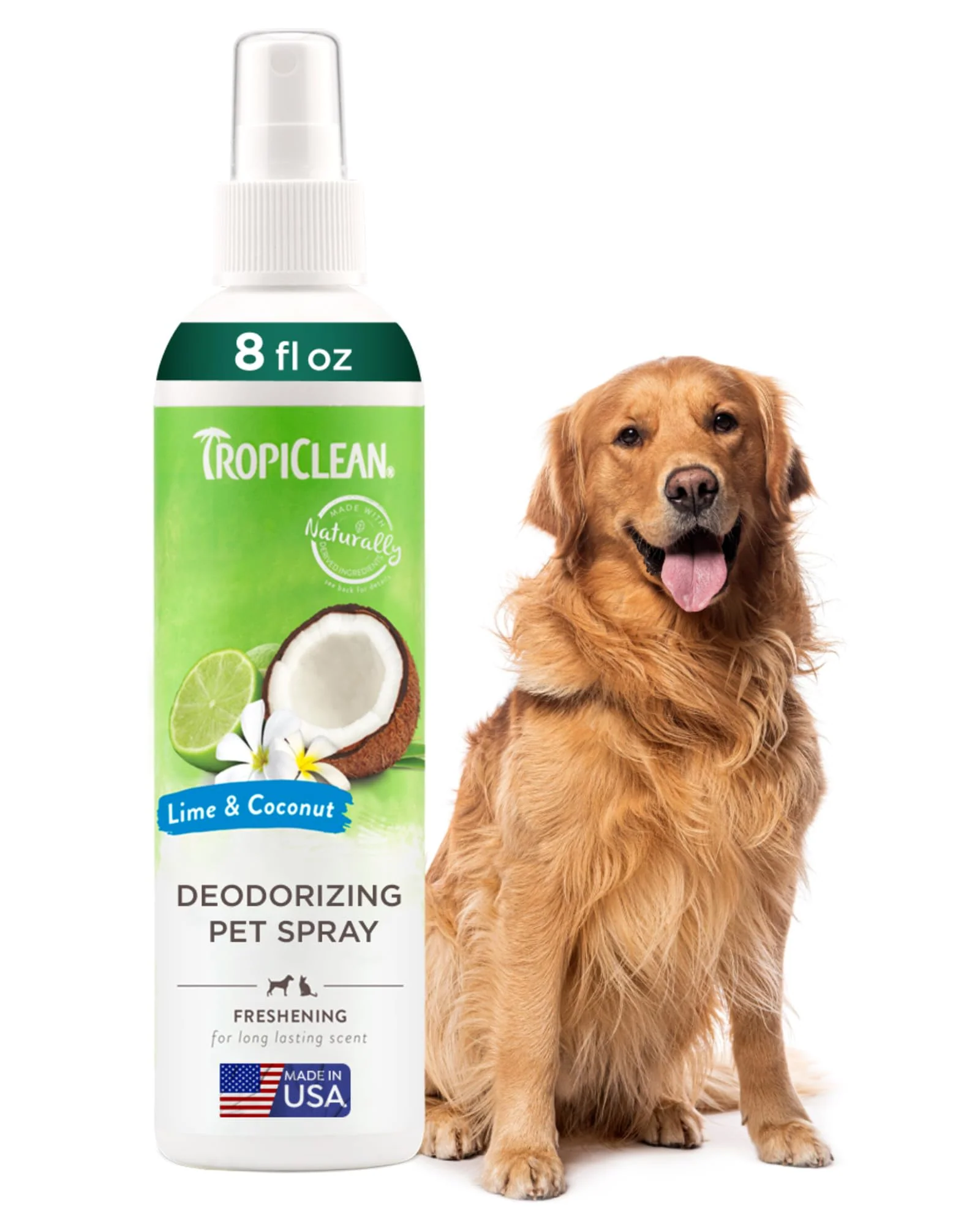 Healthy TropiClean Dog Perfume Lime Coconut Cologne Long-Lasting Deodorizing Spray 8oz Premium