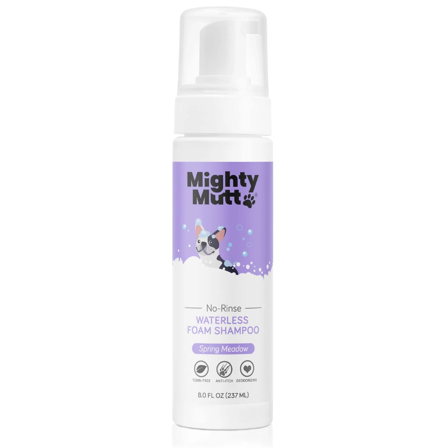 Eco-Friendly Mighty Mutt Hypoallergenic Waterless Dog Shampoo – No-Rinse Foam Anti-Itch Spring Meadow Scent 8 oz Sophisticated