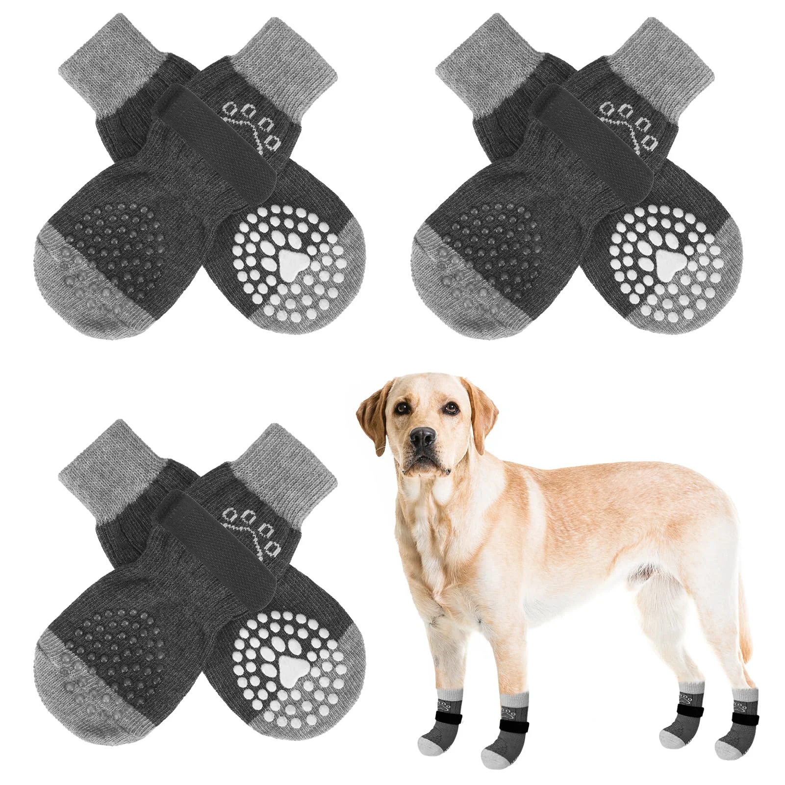 Minimalist SCENE 6Pcs Anti Slip Dog Socks – Non-Slip Paw Protectors for Hot Cold Pavement Hardwood Floors Expertly Made