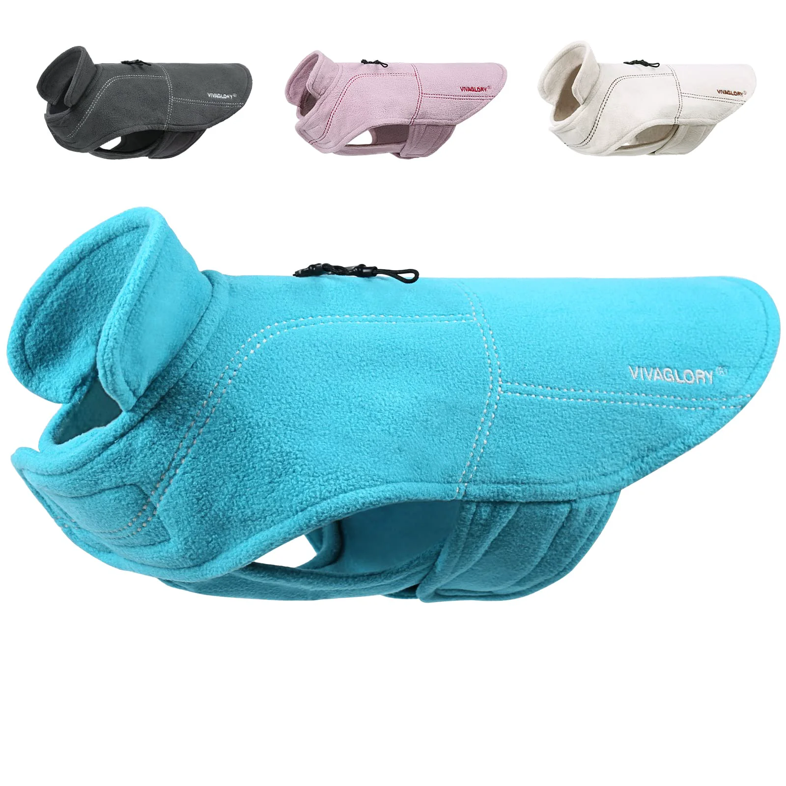 Official VIVAGLORY Softpad Dog Fleece Vest – Lightweight Reflective Harness Hole XXS Turquoise Selected