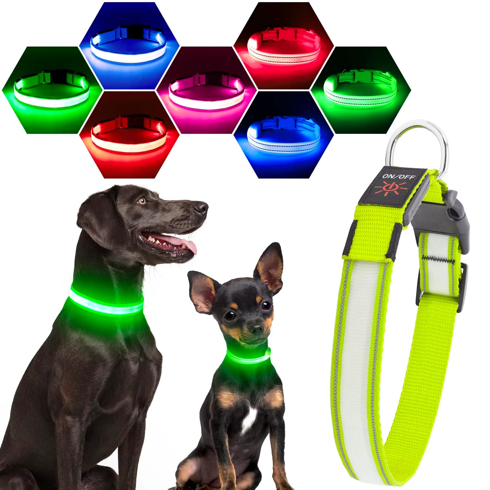 Fashionable Visinite Light Up Dog Collar – Reflective LED Rechargeable Waterproof for Safe Night Walks Reliable