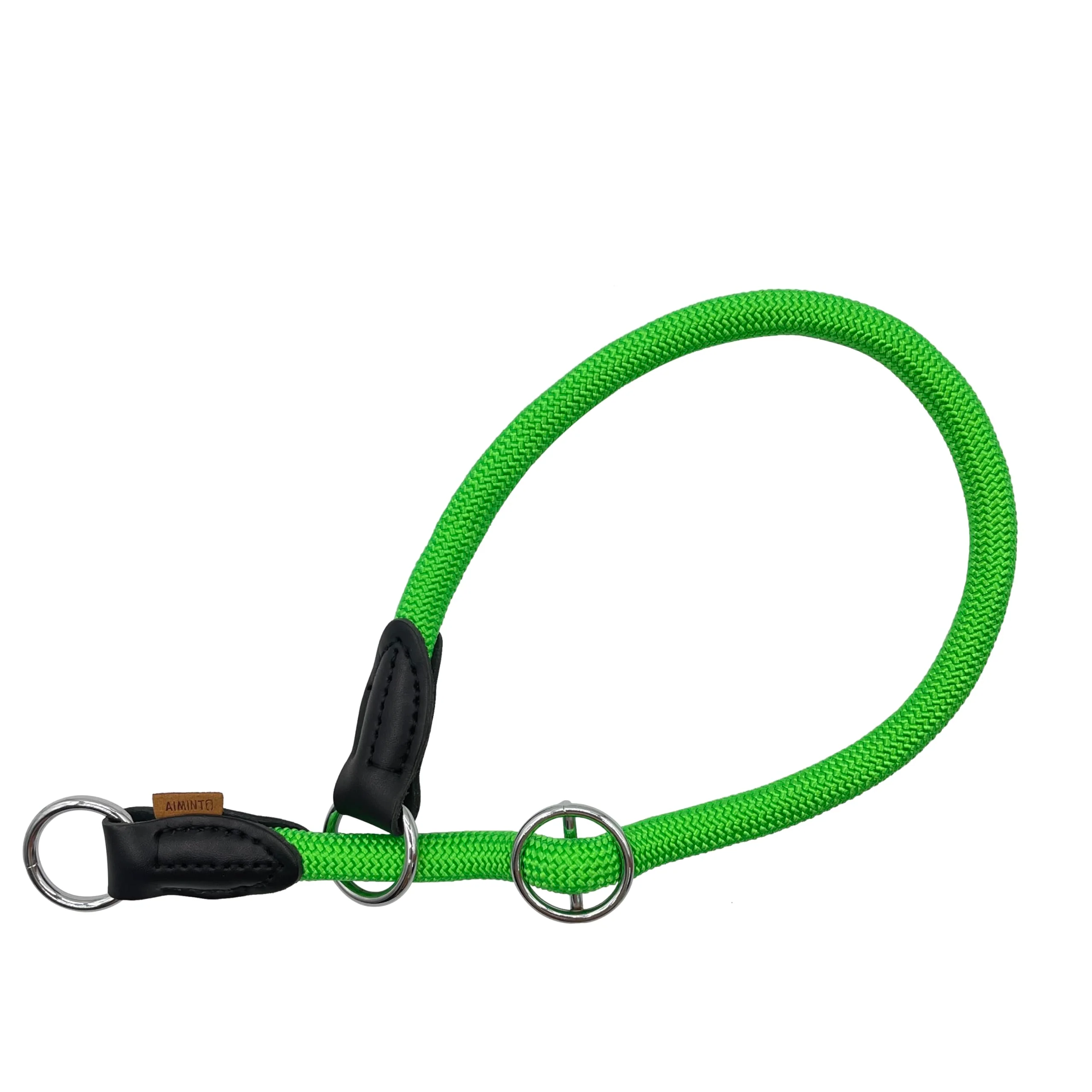 Stylish Aiminto Braided Round Martingale Dog Collar with Slidable Stop Ring — Light Green 18 Long M Prestigious