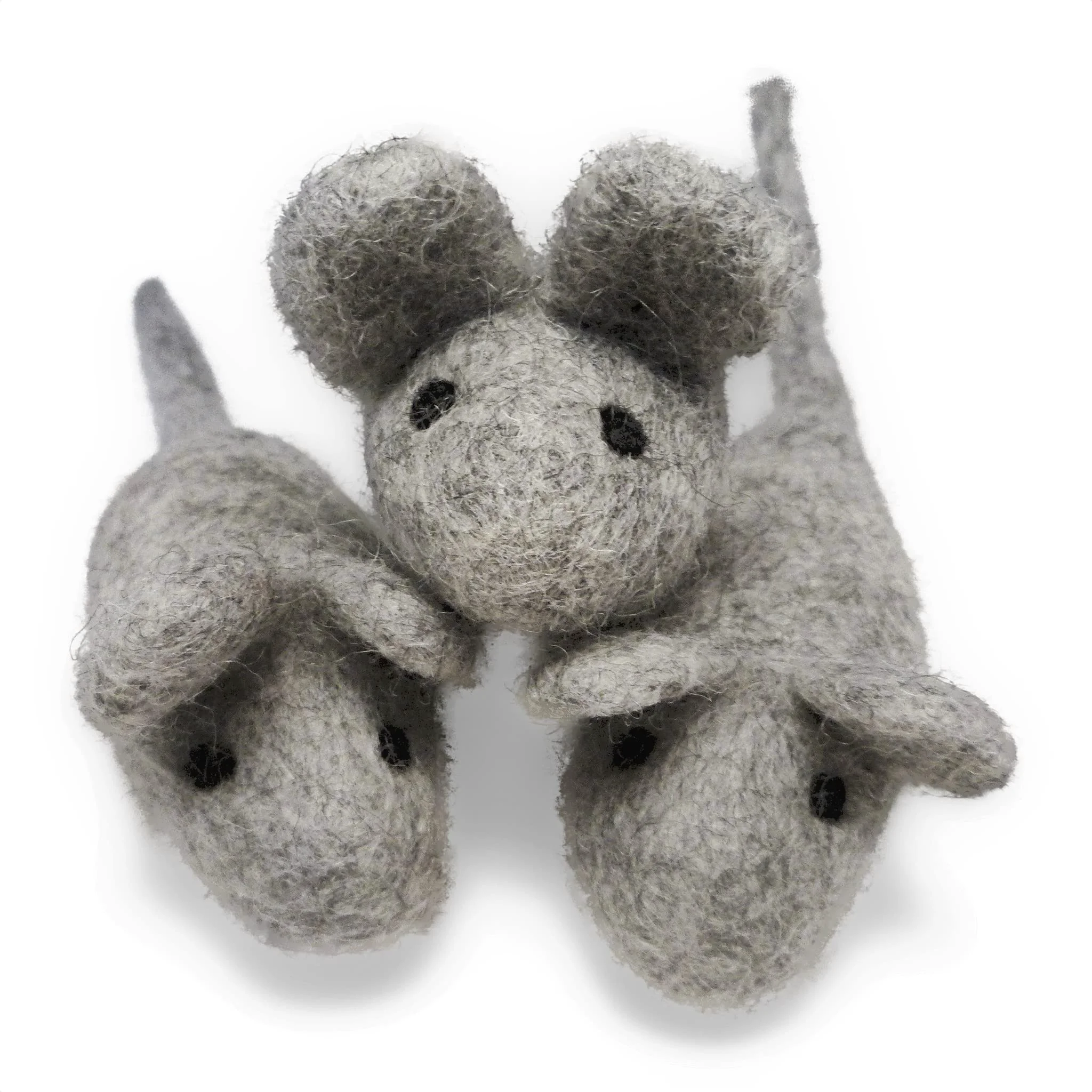Flexible Earthtone Solutions Cat Mouse Toy – 3 Felted Wool Mice No Catnip – Handmade Indoor Cat Toy Premium Material