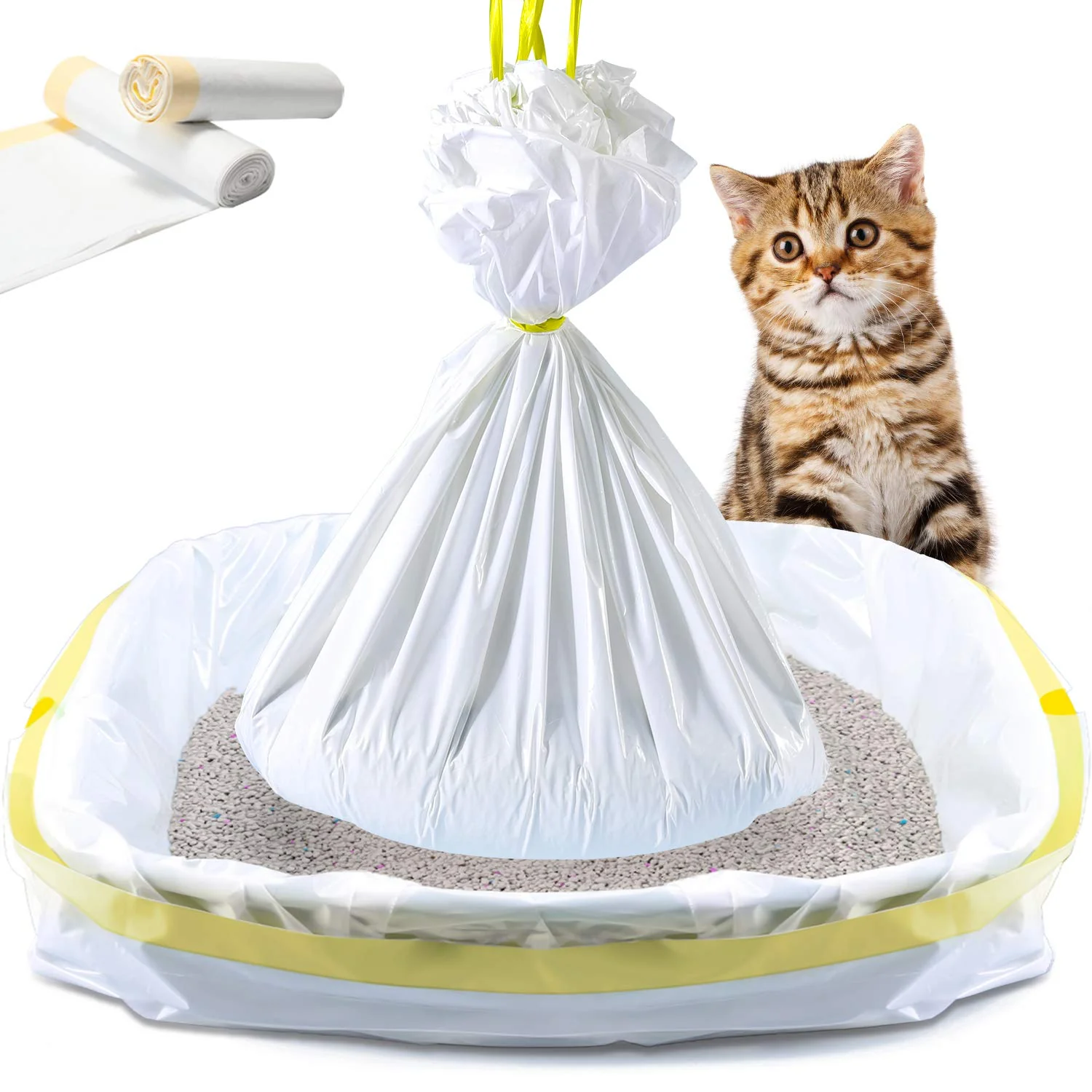 Fashionable KONE Cat Litter Box Liners – Jumbo 36×18 Drawstring Bags 14 Count Extra Durable
