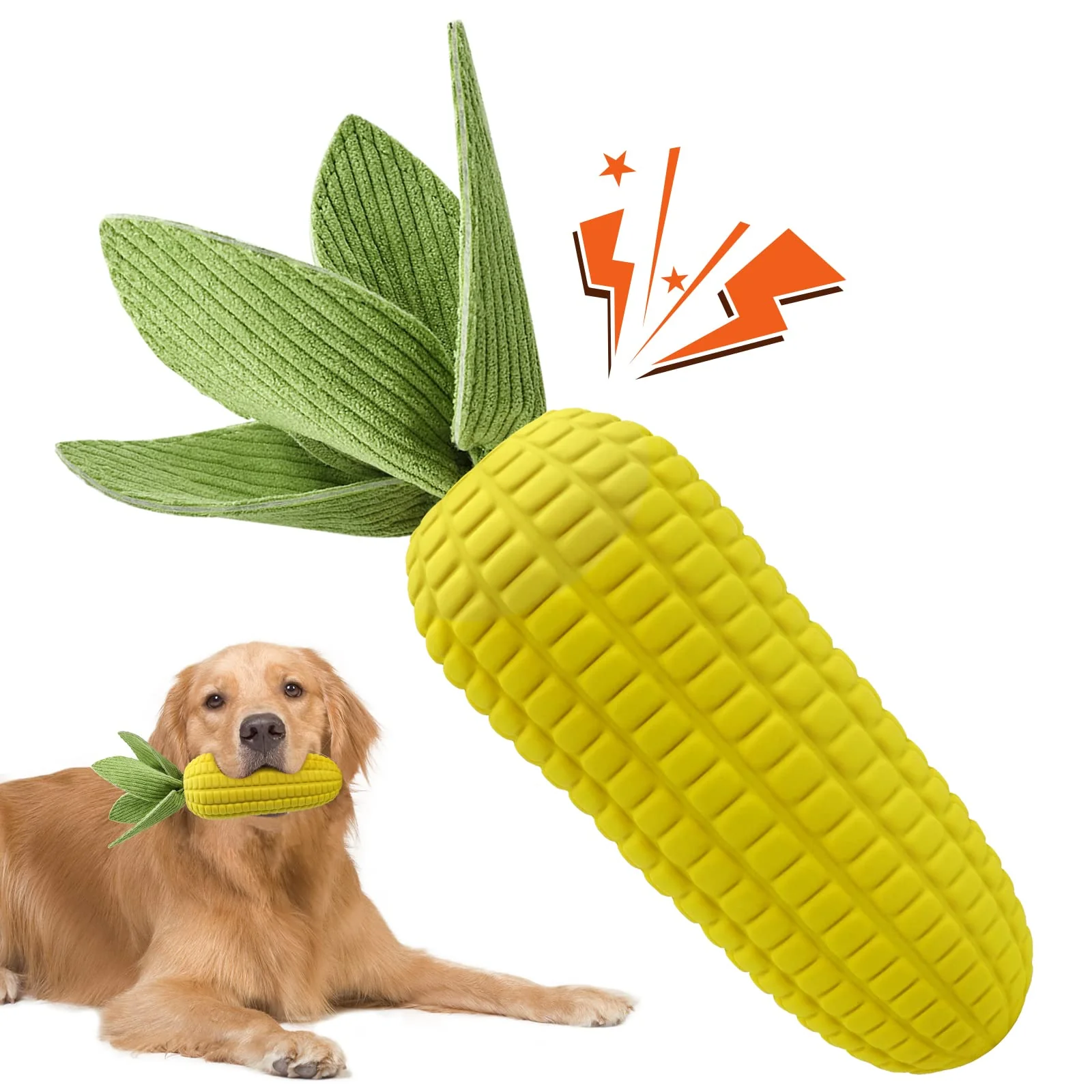 Fashionable Vekung Indestructible Corn Chew Toy for Aggressive Chewers – Squeaky Interactive Dog Toy Selected