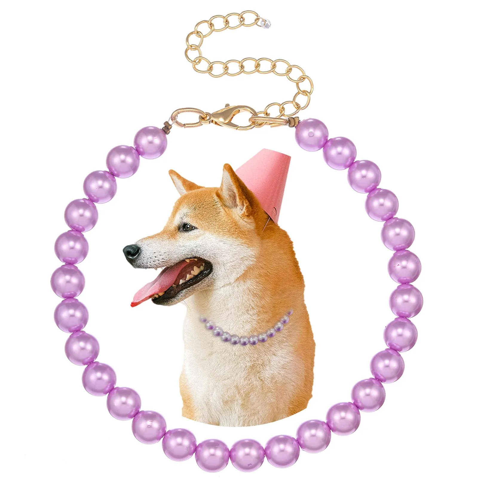 User-Friendly Madison Tyler Dog Pearl Necklace Durable Lightweight Pet Jewelry for Dogs 16 Inches Convenient