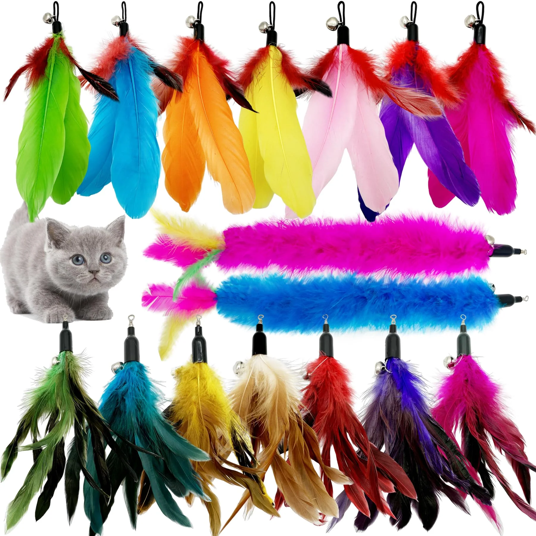 Trusted CATENEED Cat Feather Toy Refills – 16-Piece Wand Attachments for Indoor Cats Eco-Friendly