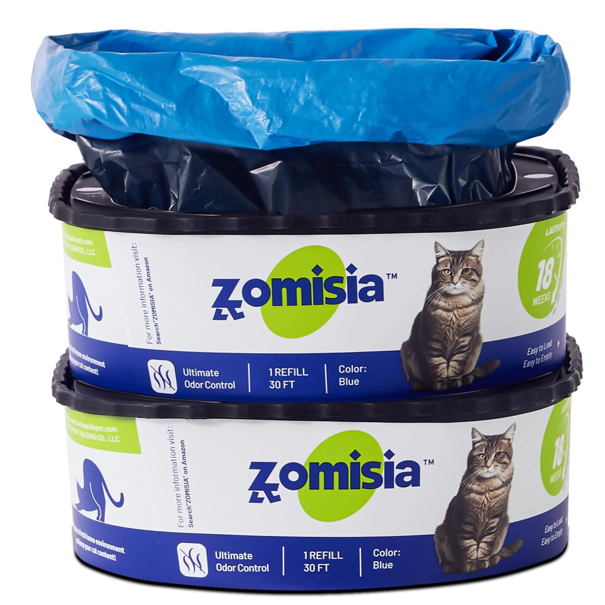 Specialty ZOMISIA 2-Pack Cat Litter Refill Bags for Litter Genie — Odor Control 60ft 36 Weeks Artisan