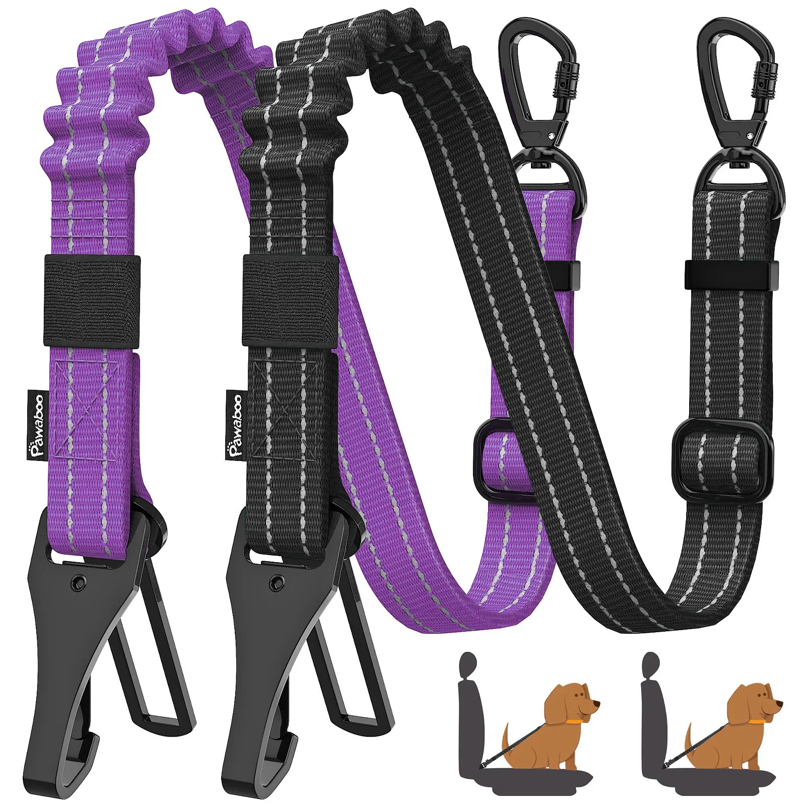 Fashionable Pawaboo 2-Pack Dog Seatbelt for Car – Adjustable Shockproof 360° Buckle Fine Crafted