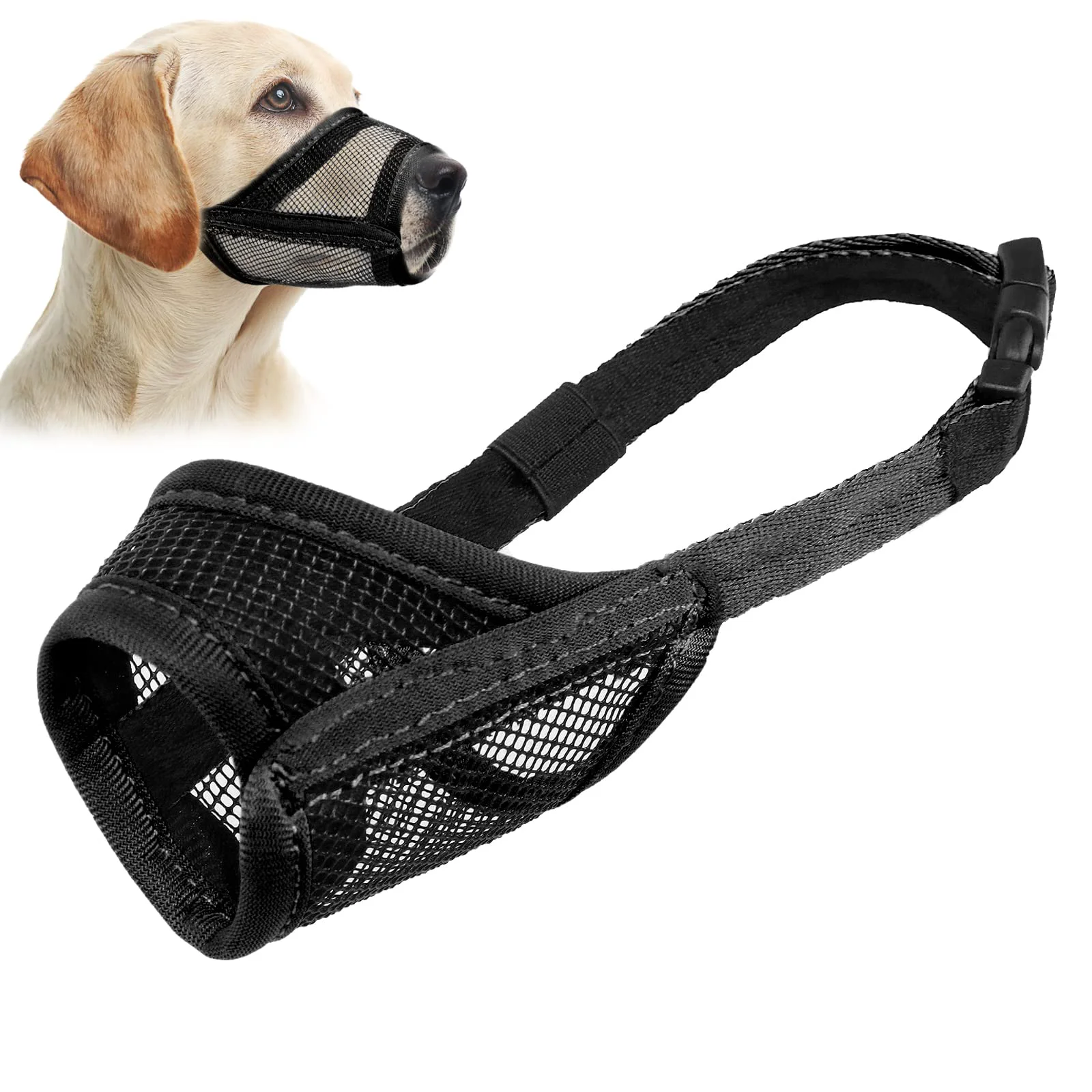 Authentic LUCKYPAW Dog Muzzle – Breathable Mesh Adjustable Fit for Large Medium Dogs Carefully Designed