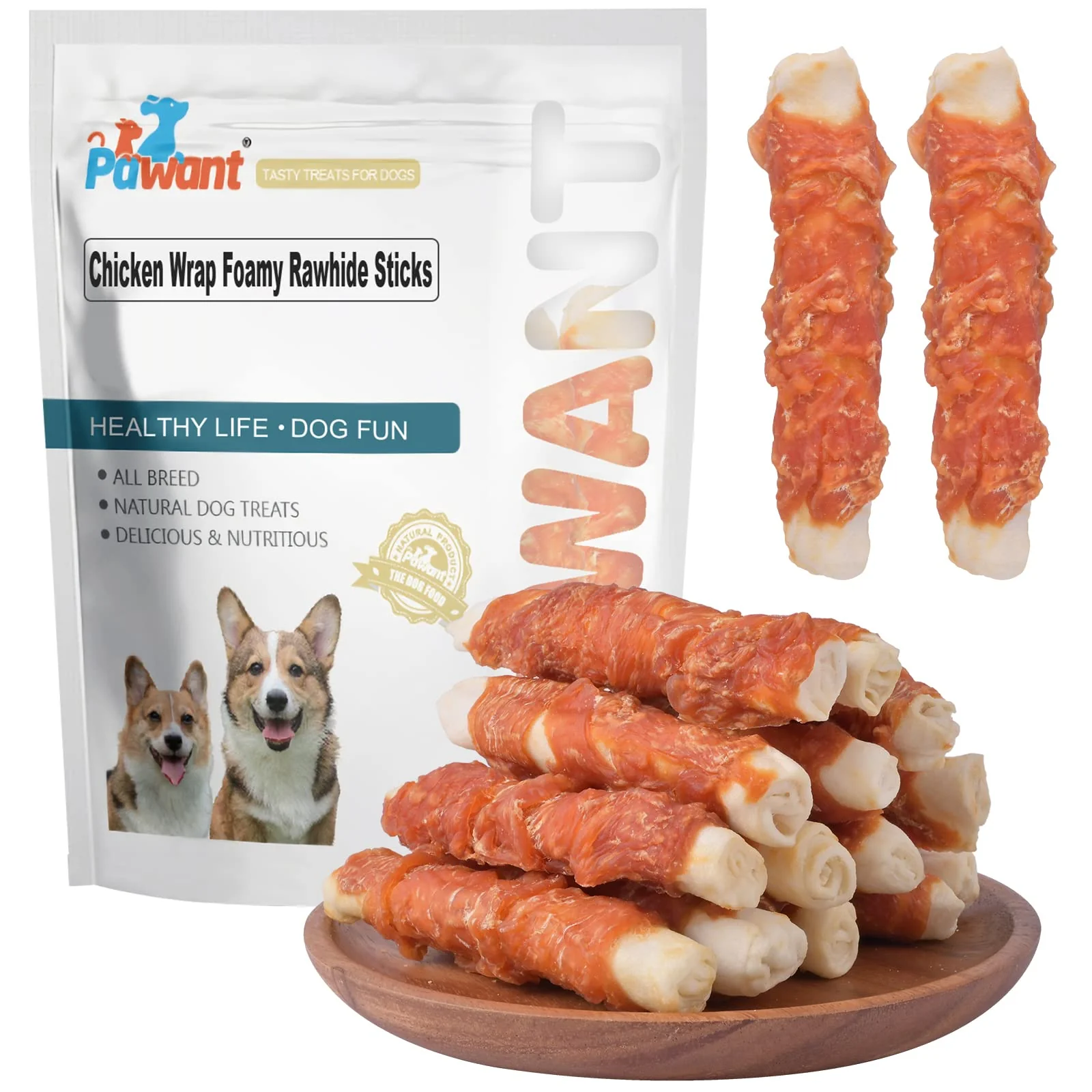 Proven Pawant Dog Treats Chicken Wrapped Rawhide Rolls – Healthy Long-Lasting Chews 0.5lb Secure