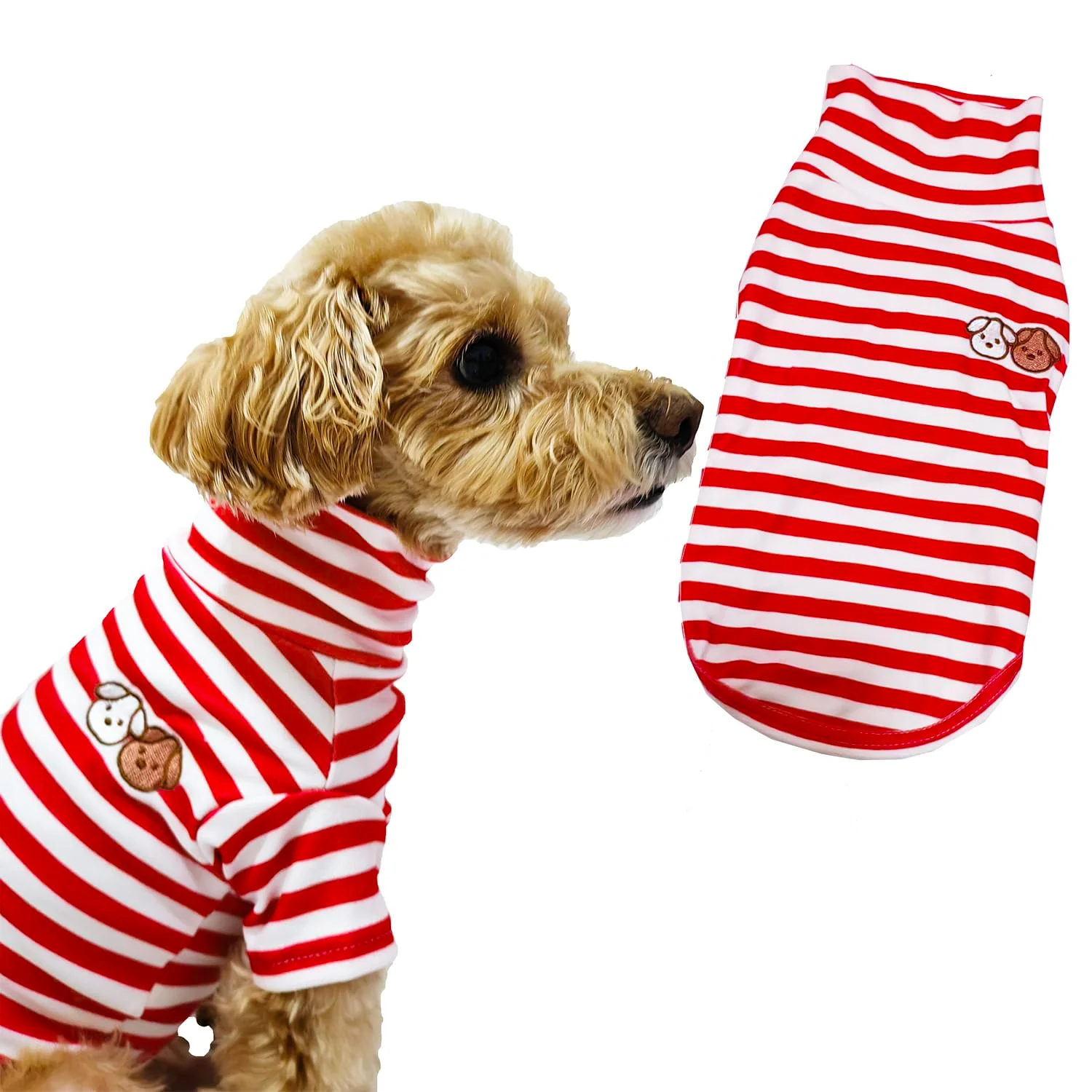 Carefully Designed IMDOUBLEDOU Turtleneck Dog Shirt – Red Striped Soft Knit Pullover Medium for Dogs Cats Convenient