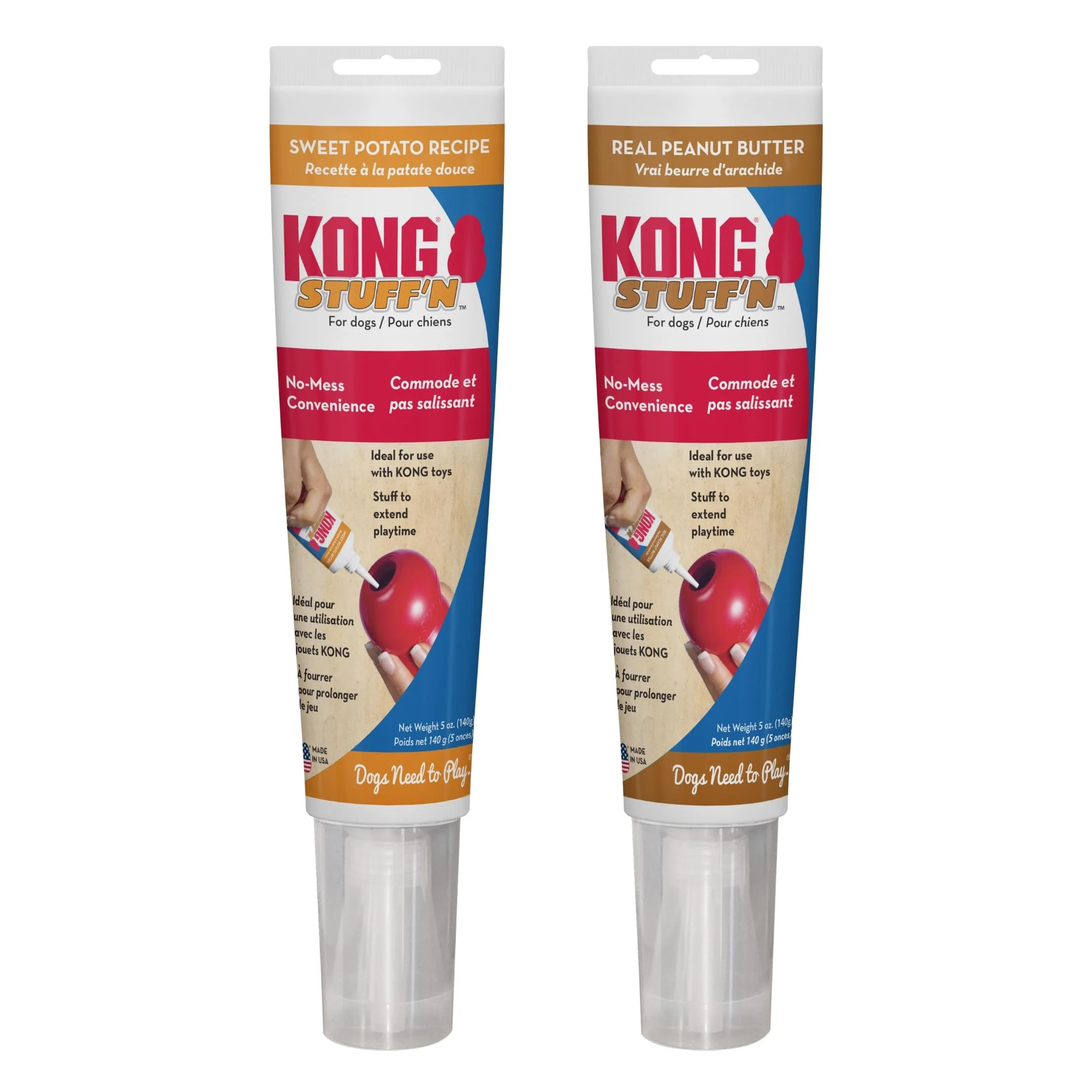 Genuine KONG Stuff’N Paste for Stuffing Dog Treats – Creamy Peanut Butter Sweet Potato 2×5 oz Soft