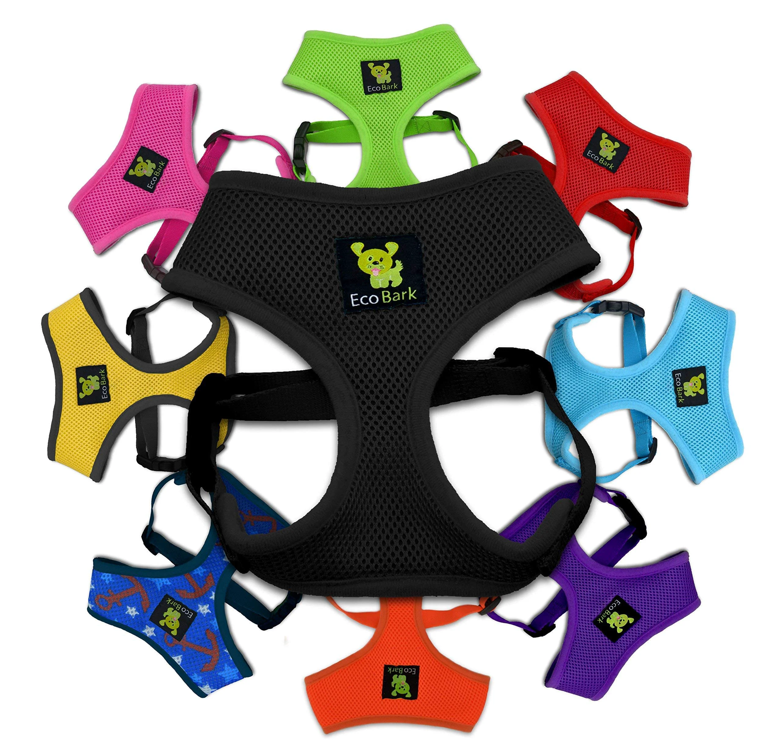 Clean EcoBark Dog Harness XL Black – Eco-Friendly No-Pull Mesh Vest for Medium Large Dogs Modern