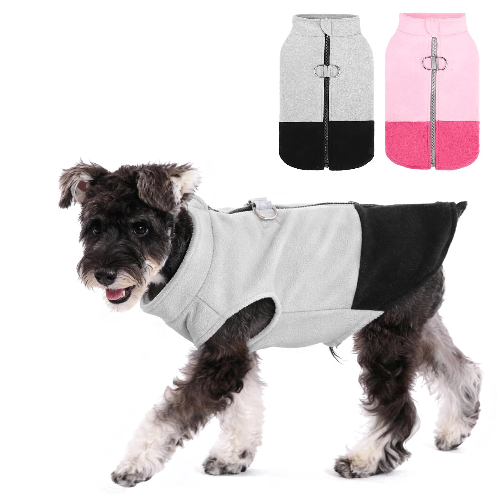 Verified KOOLTAIL Dog Fleece Vest Sweater M Black – Zip Up Step-in Pullover Warm Puppy Jacket with Dual Leash D-Rings Excellent