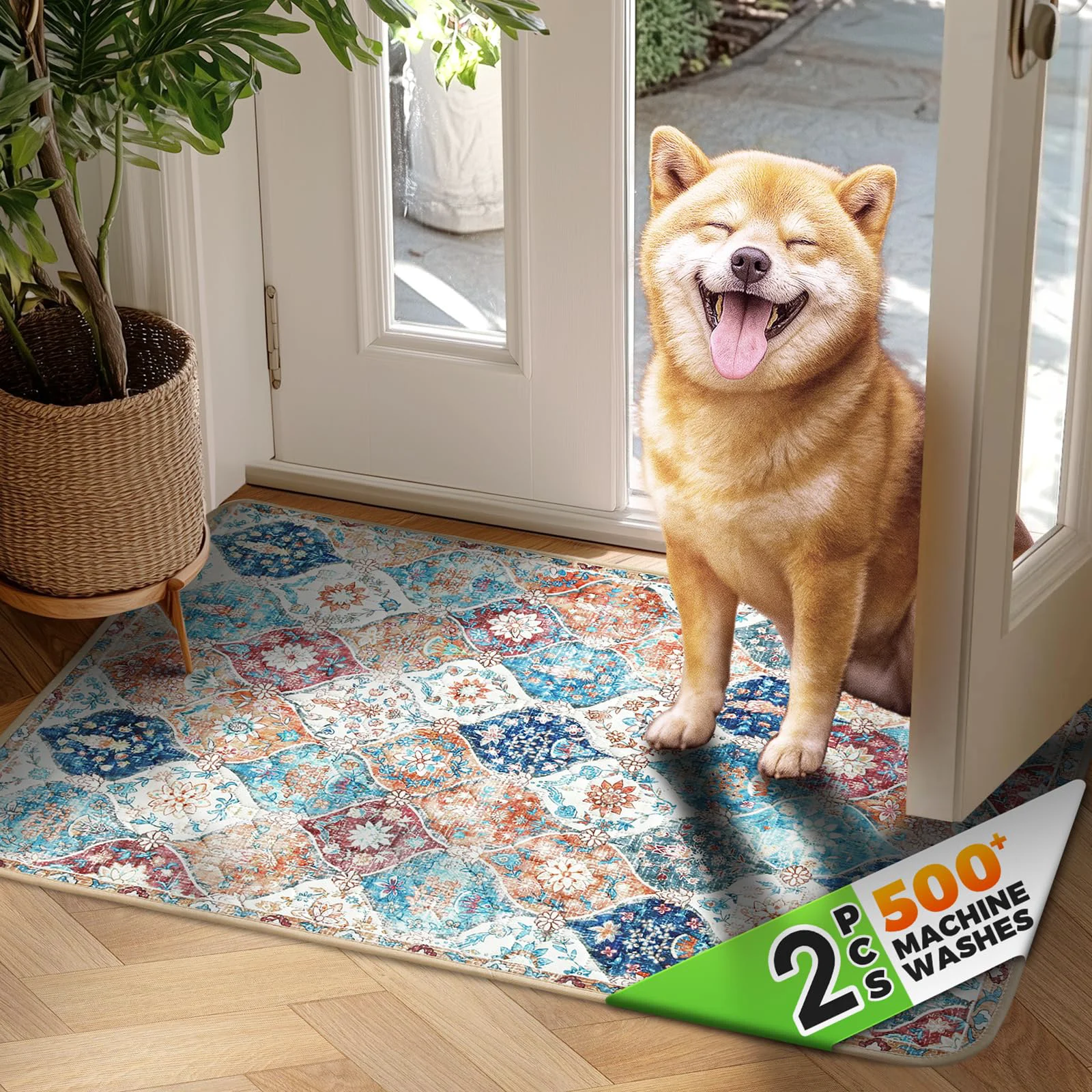 Modern Hompet 2 Pack Super Absorbent Dog Door Mat for Muddy Paws Washable Pee Pads Quick-Dry Entryway Rug 18×28 Professional