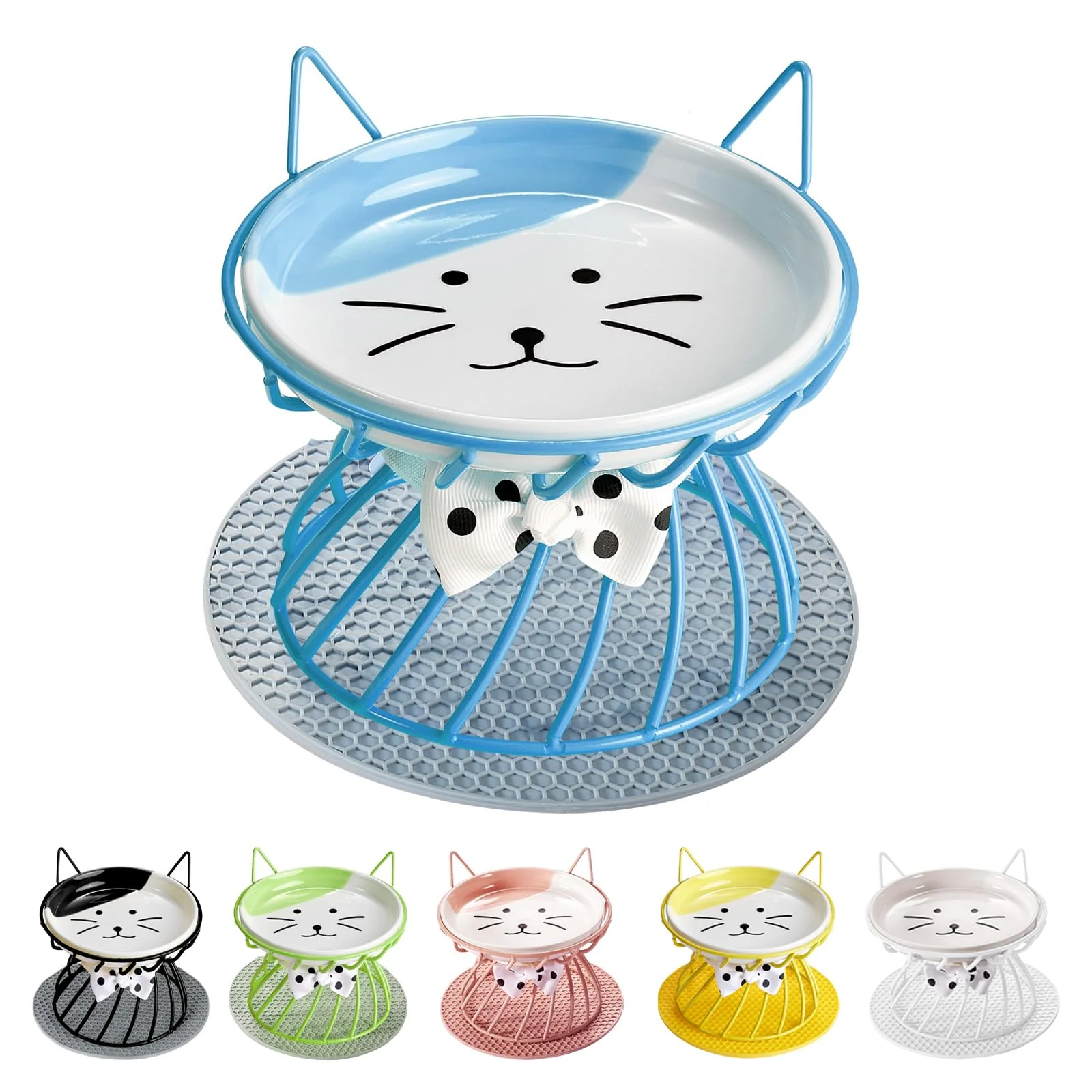 Top-Quality TRUNDISAN Raised Cat Food Bowl – d Stand Shallow Ceramic Dish Whisker-Friendly No-Spill Water Bowl Fashionable